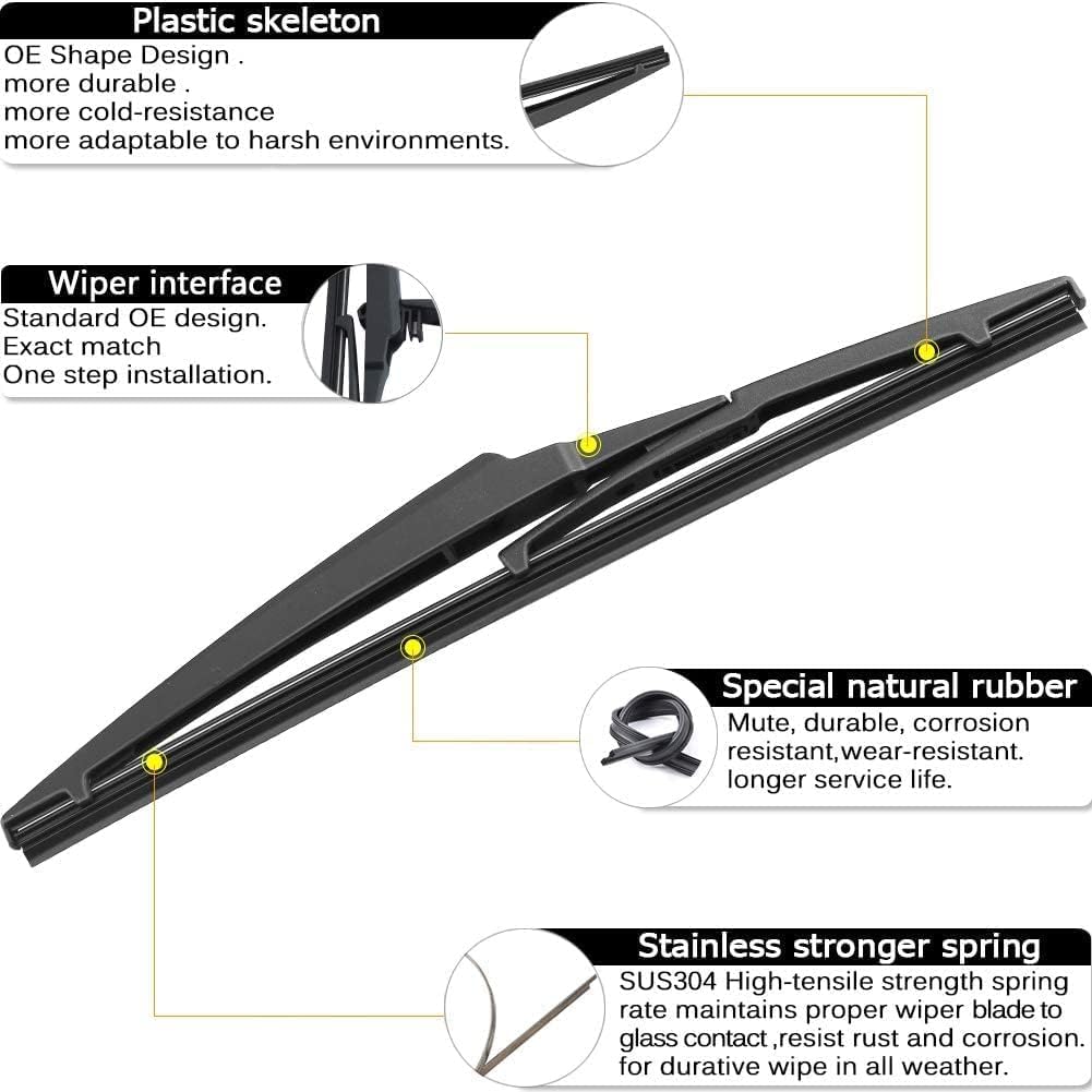 Autoboo 24''+14'' Windshield Wipers With 12'' Rear Wiper Blades Replacement For Fiat 500 2011 2012 2013 2014 2015 2016 2017 2018
