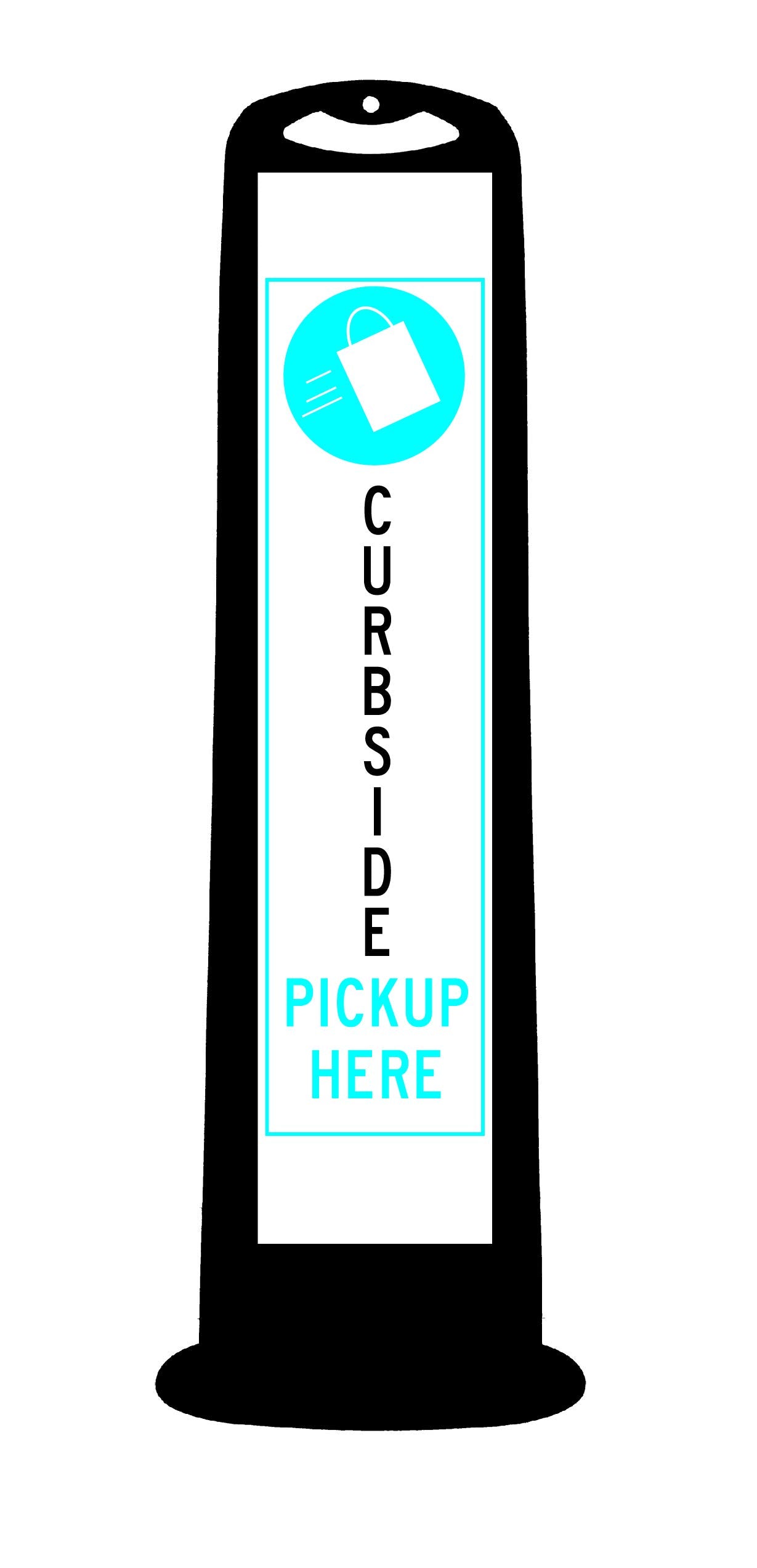 Cortina TrailBlazer Veritical Panel with Curbside Pickup Here, 03-768BLK-CPU, Black with White/Blue Messaging Area