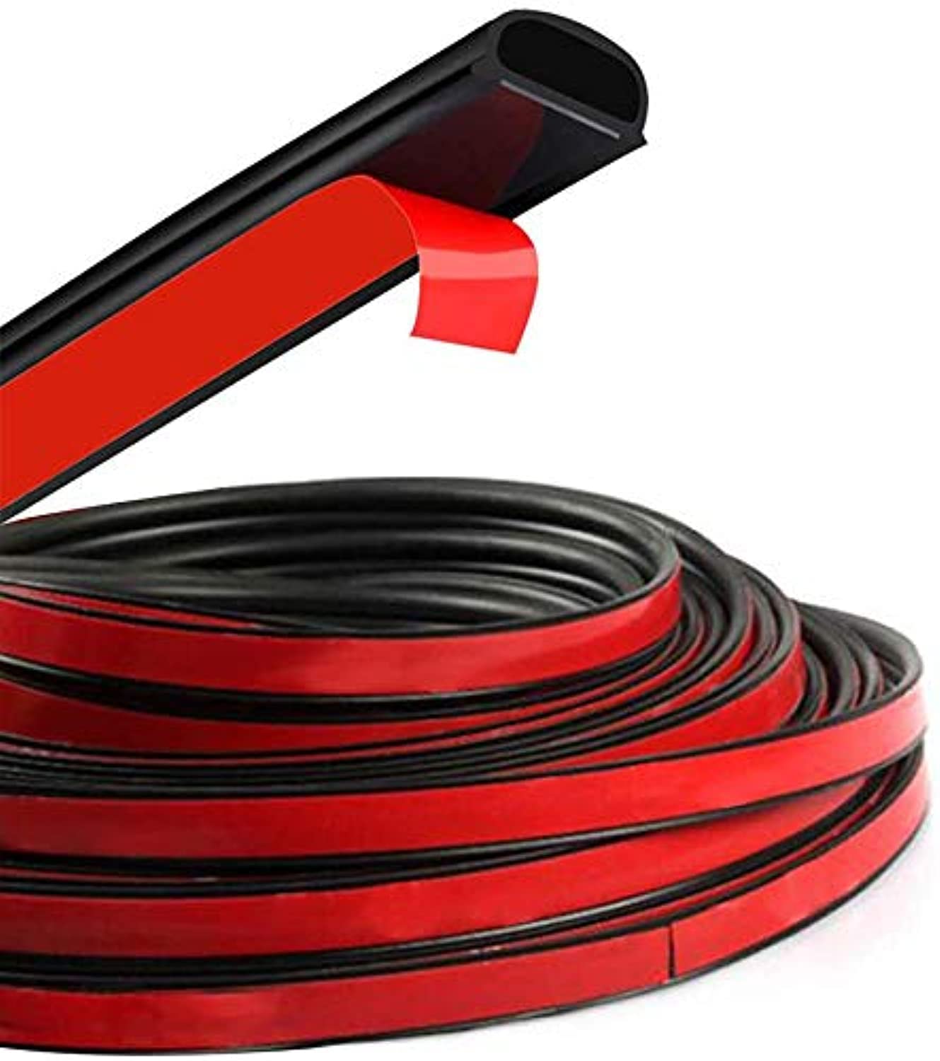 HOTSYSTEM D-Shape Door Rubber Seal Strip Weatherstrip 3M Self Adhesive Hollow for Car Truck Motor Door Cover Trunk (Black, 26.25