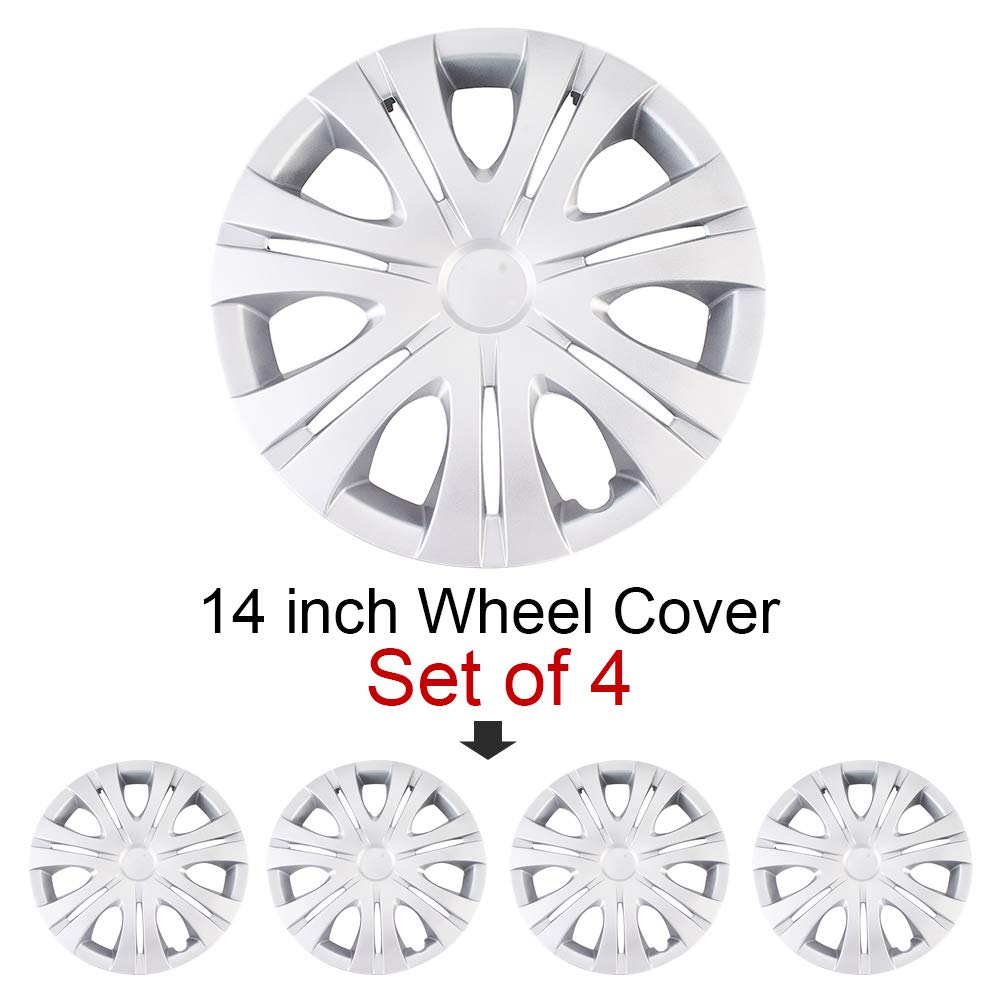 Aumohall 14 Inch Car Vehicle Chrome Wheel Rim Skin Cover Automotive Hubcap Wheel Cover Replacement Hubcaps Rim Protection Access