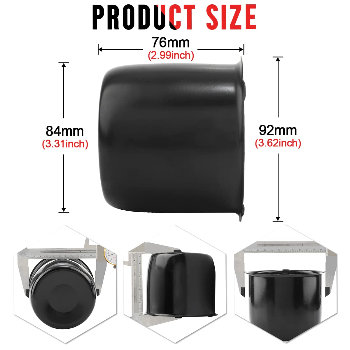 Rtrhinotuning 4Pcs 3.31 84Mm Push Through Center Caps Wheel Center Caps For Truck Trailer Wheel Rim, 3.31 Hub, 3.03 H Matt Black Hub Caps