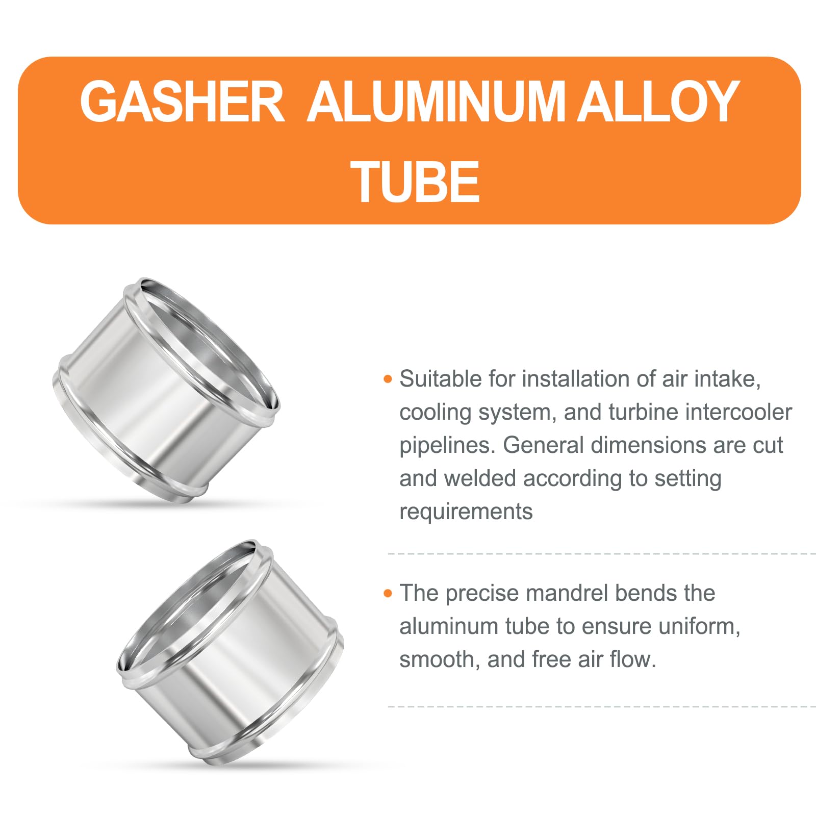 Gasher 1Pcs 3''(76Mm) Aluminum Alloy Tube Aluminum Straight 4''Od With Bead Roll, Intercooler Pipe For Intake And Cooling System