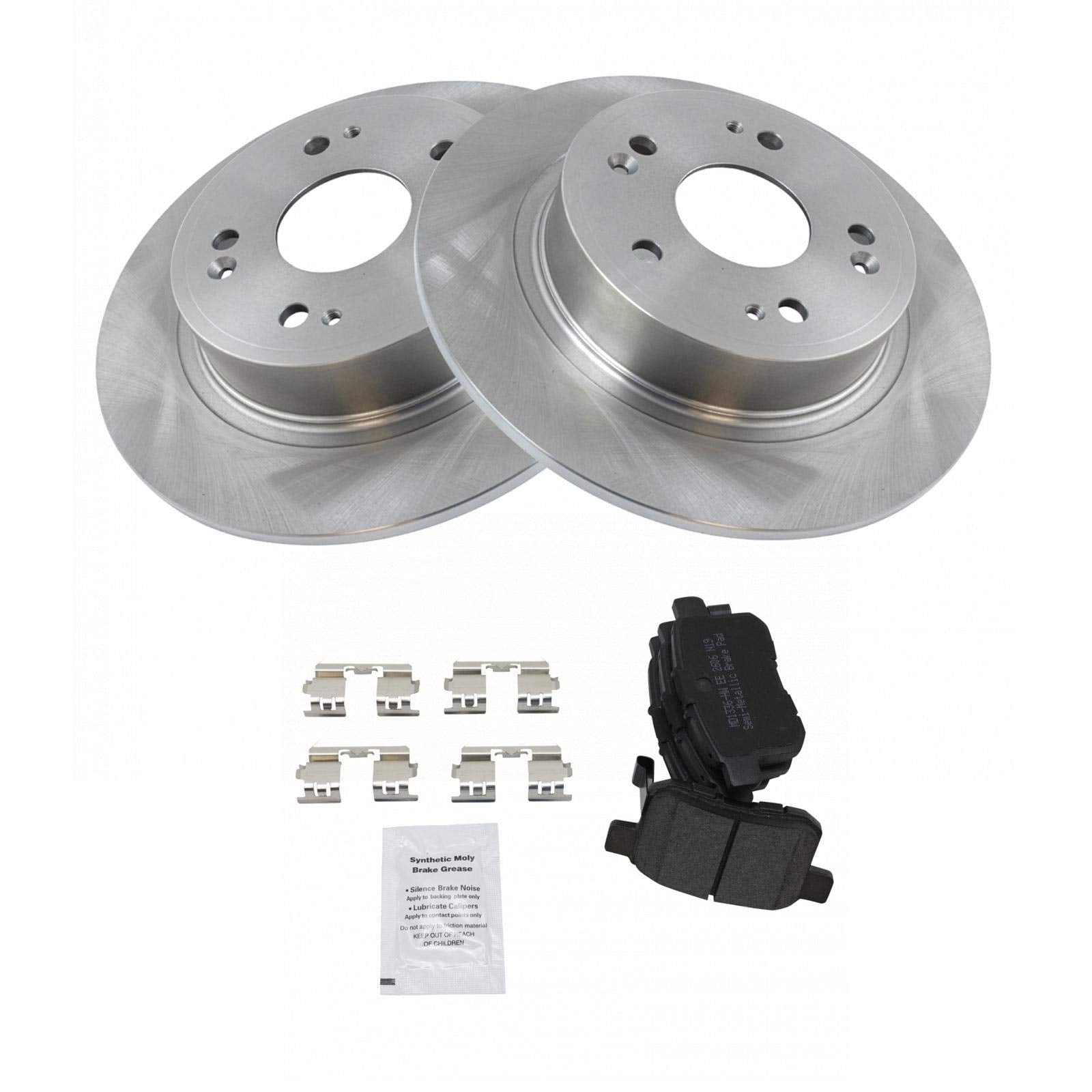 Trq Rear Brake Pad & Rotor Kit Brake Pads Brake Rotor Semi-Metallic Compatible With 2009-2014 Acura Tsx 2008-2017 Honda Accord