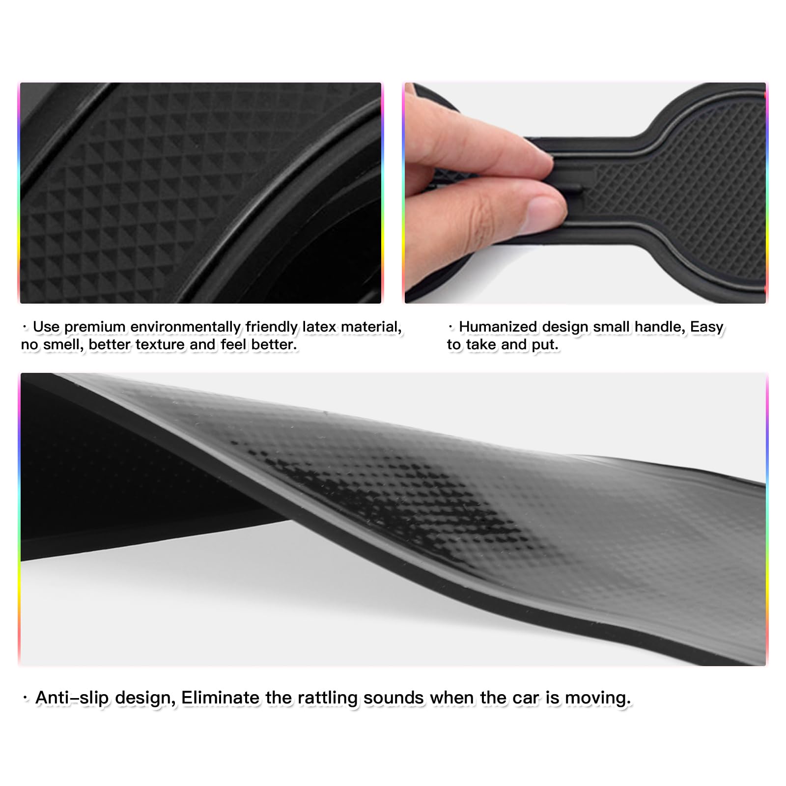 SKTU Door Slot Mat for 2024-2025 Ford Ranger XL/XLT/LARIAT/Raptor, Rubber, 17Pcs Black, Protects Door Compartment & Center Console