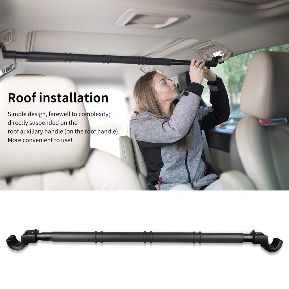 LITTLEMOLE Expandable Car Clothes Hanger Bar, Heavy Duty Metal, 34" to 57", Black, Model LM51