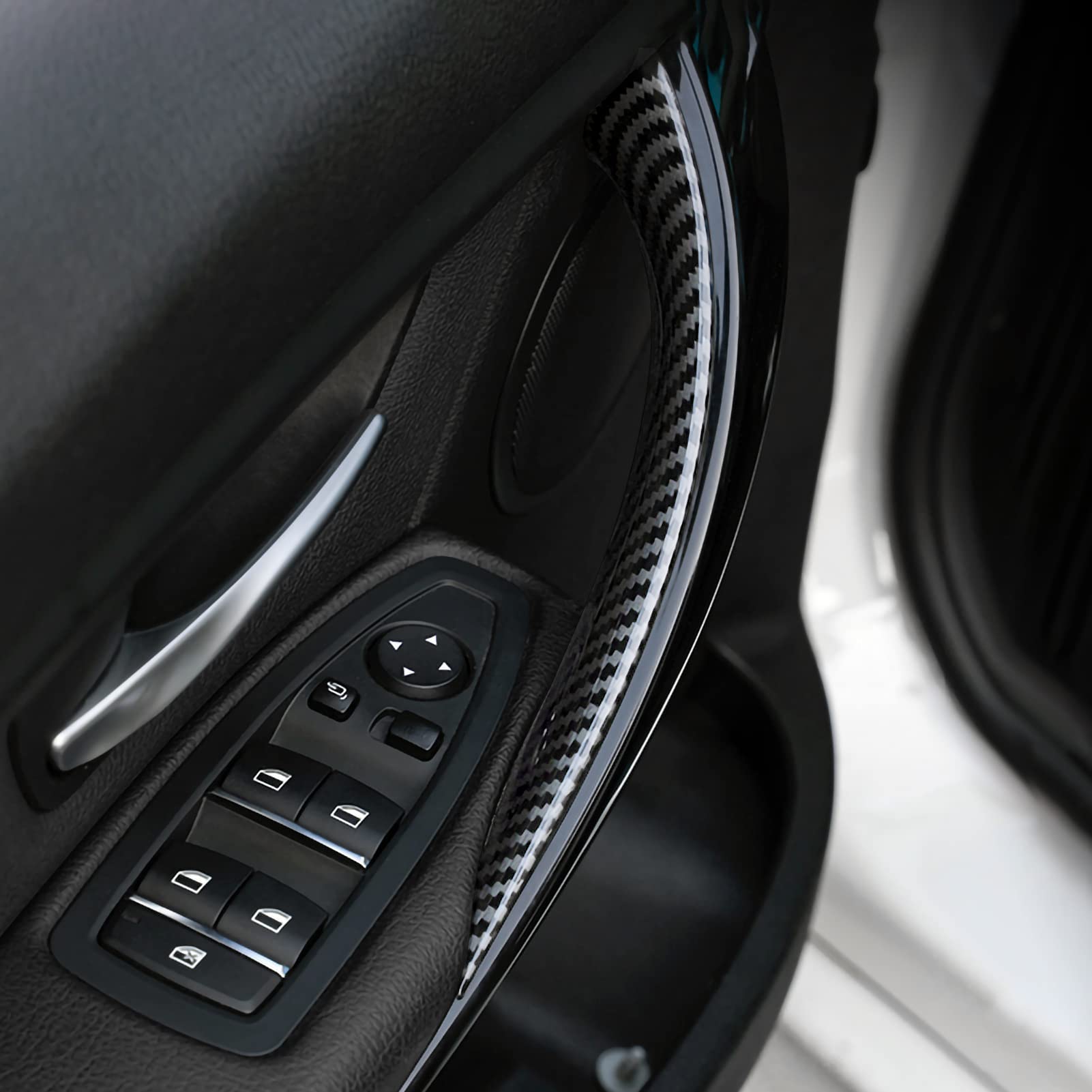 Hengyueshang Car Door Pull Handles Cover Carbon Style Abs Trim Decoration Fits For Bmw 3 4 Series F30 F31 F34 3Gt F32 F33 F36 Interior Accessories