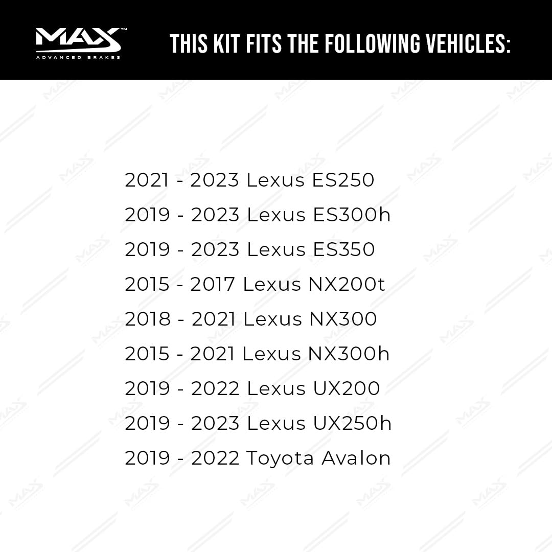 Max Advanced Brakes Rear Brake Kit Compatible With 2018 2019 2020 2021 2022 2023 Toyota Camry Rav4 Corolla C-Hr Venza Replacemen