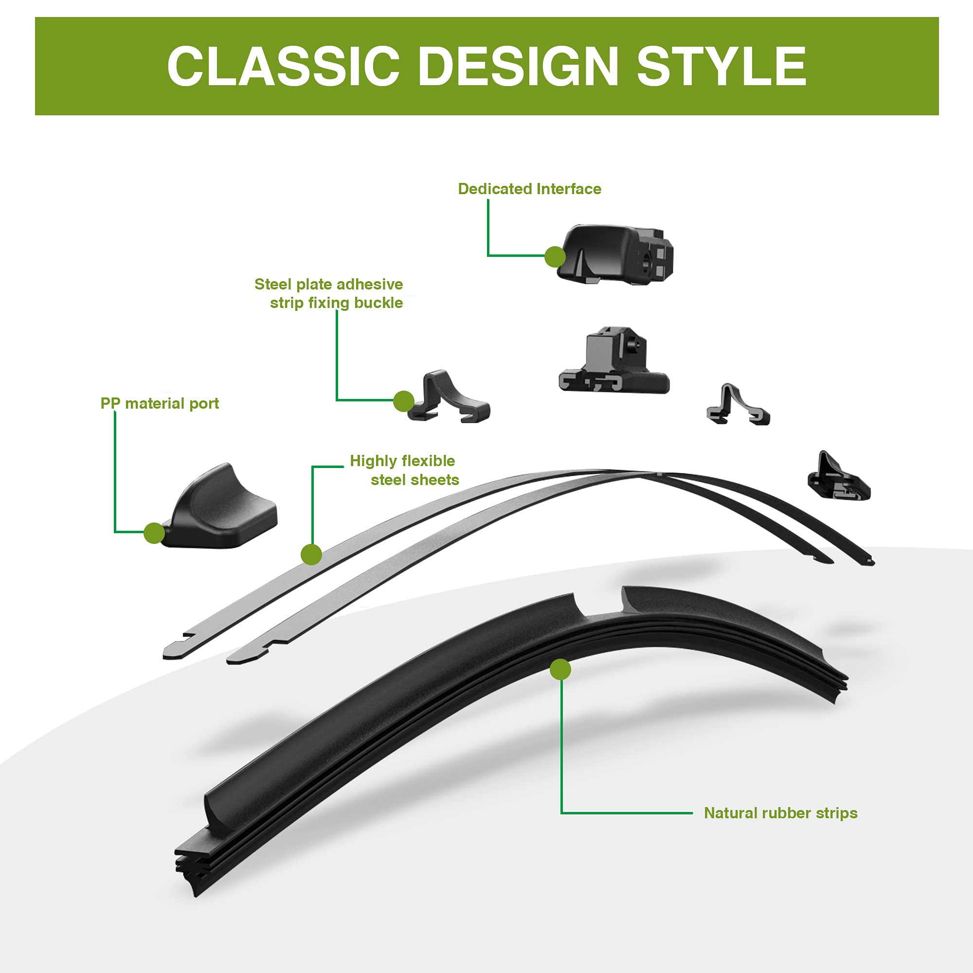 AECIWELL Factory Windshield Wiper Blade Wiper Set - 22''+22'' (Top Lock, Set of 2) Fits Mercedes-Benz GLC class GLC300 2016-2019