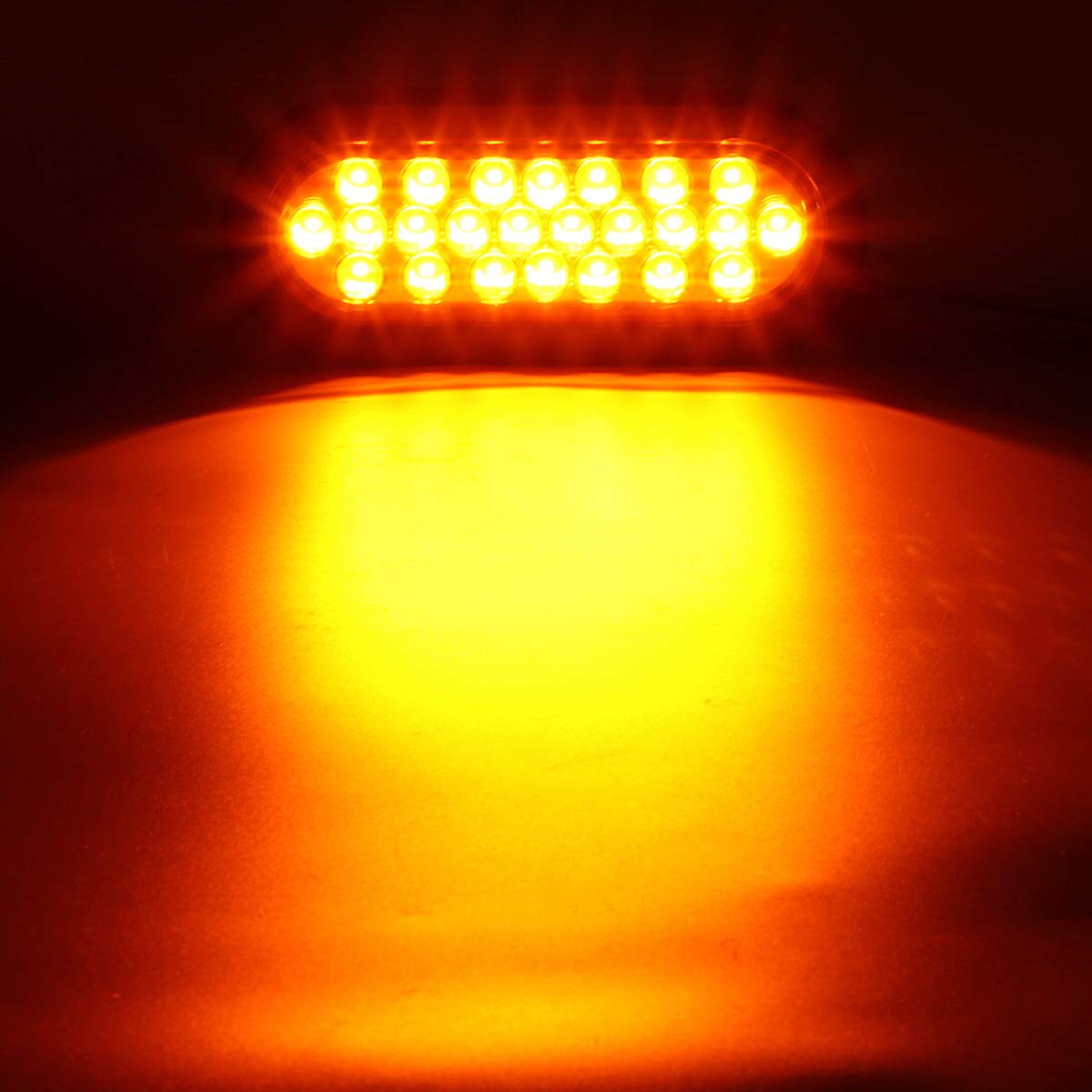 Partsam 2Pcs 6 Inch Oval Amber Led Trailer Lights 24Led, 6'' Oval Led Turn Signal And Parking Lights Flush Grommet Mount Sealed