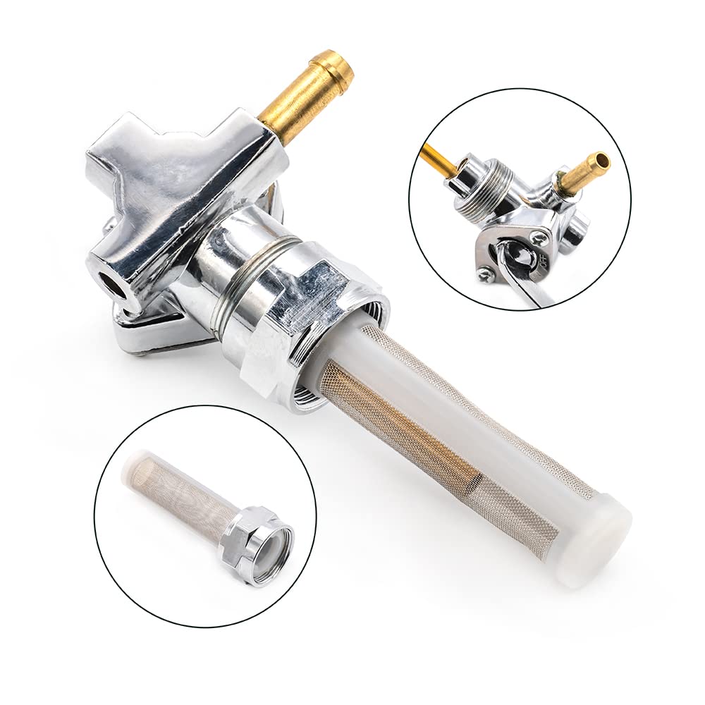 Onegercn Fuel Valve Petcock with Shut Off Valve Fit for Harley Sportster Big Twin 1975-2006 Replace 62168-81, For 1/4'' ID Fuel