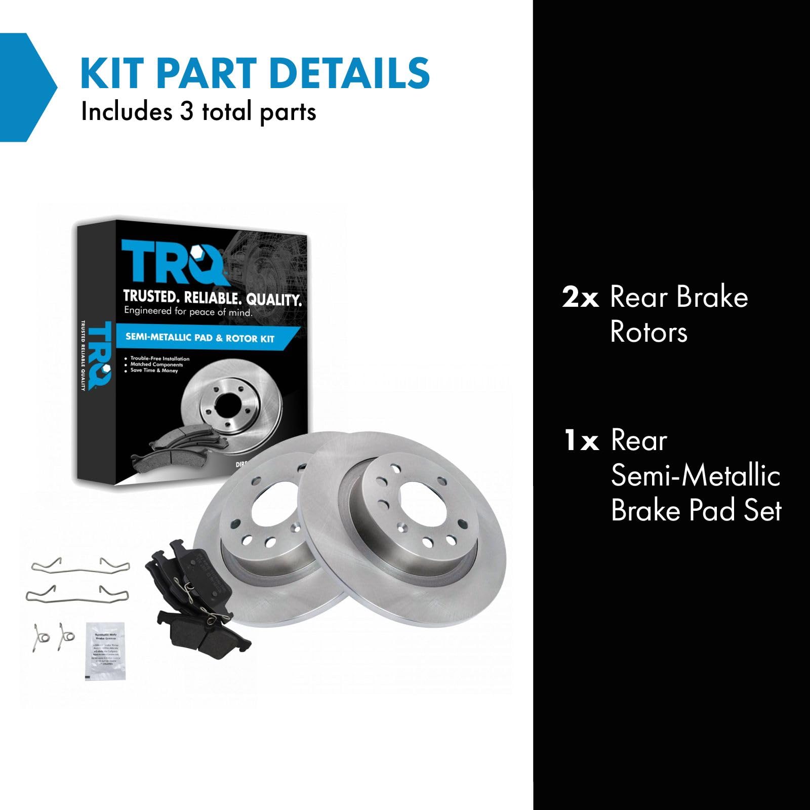 Trq Rear Brake Pad & Rotor Kit Brake Pads Brake Rotor Semi-Metallic Compatible With 2004-2011 Saab 9-3 2010 9-3X