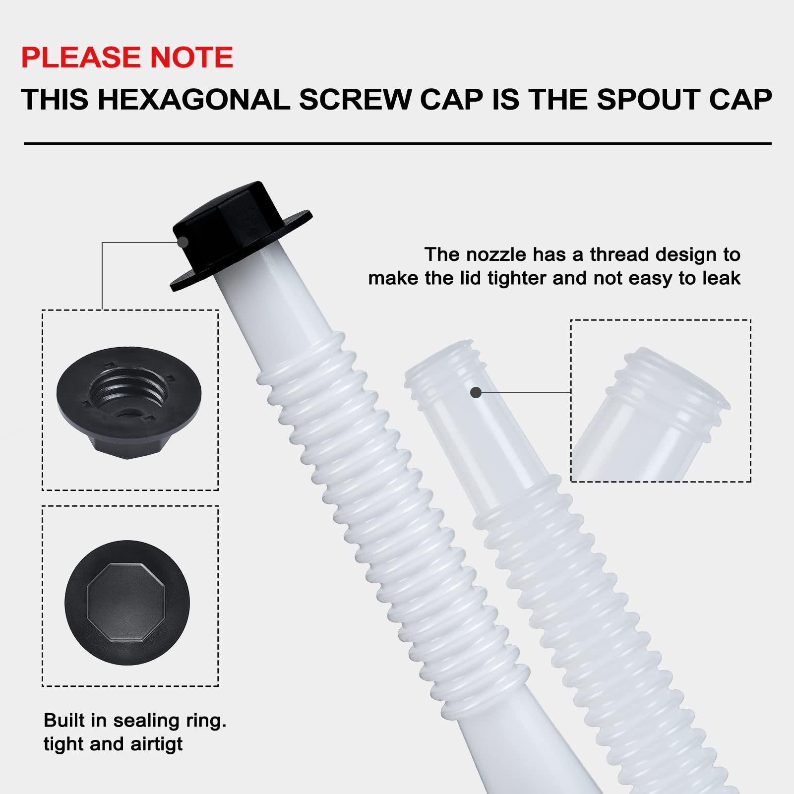 Gas Can Spout Replacement, Gas Can Nozzle. Spout Length Is 8.1 In, Easier To Use. For Most 1/2/5/10 Gal Oil Cans. With Gas Can V