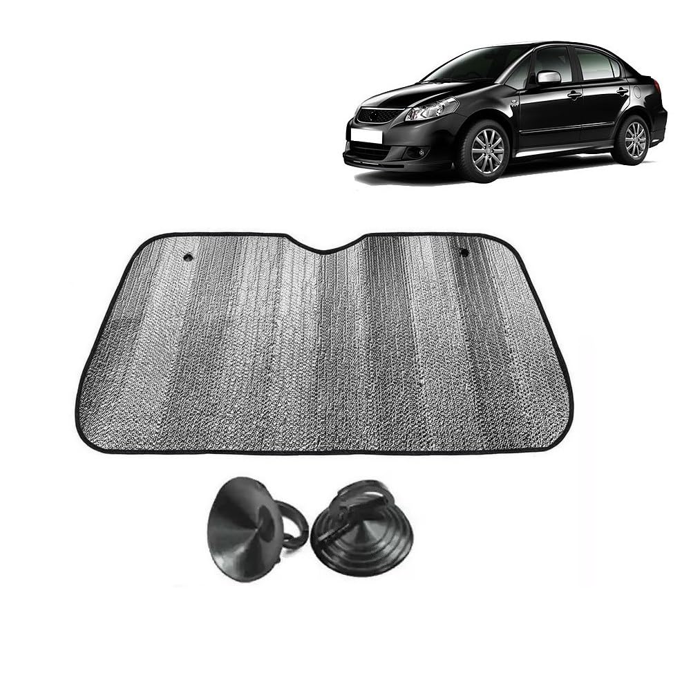 Car Windshield Sun Shade UV Rays Protector Silver Sunshade Solar Reflective suitable for Maruti Suzuki SX4