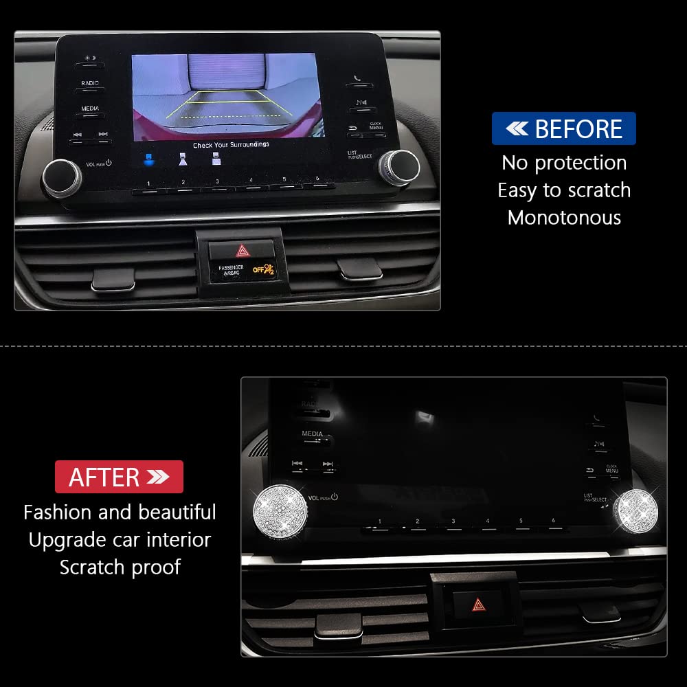 PIFOOG for Sparkly Car Accessories for Honda Accord Bling Volume Knobs Sticker Switch Button Covers Accord Sport EX EX-L Touring