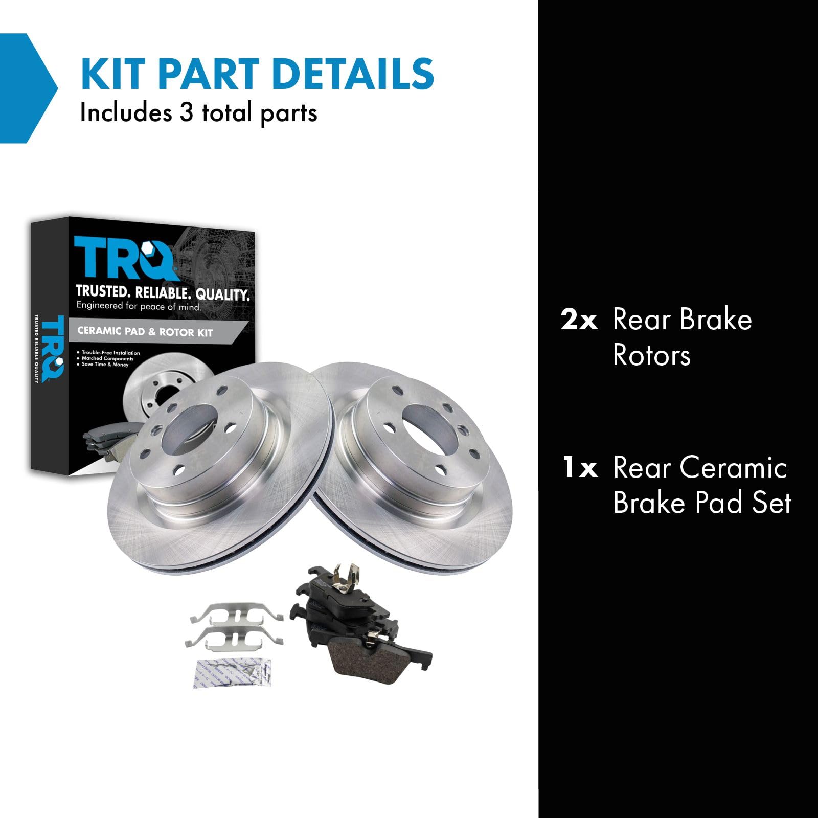 Trq Rear Brake Pad & Rotor Kit Brake Pads Brake Rotor Ceramic Compatible With 2014-2016 Bmw 228I 2015-2016 228I Xdrive 2013-2016