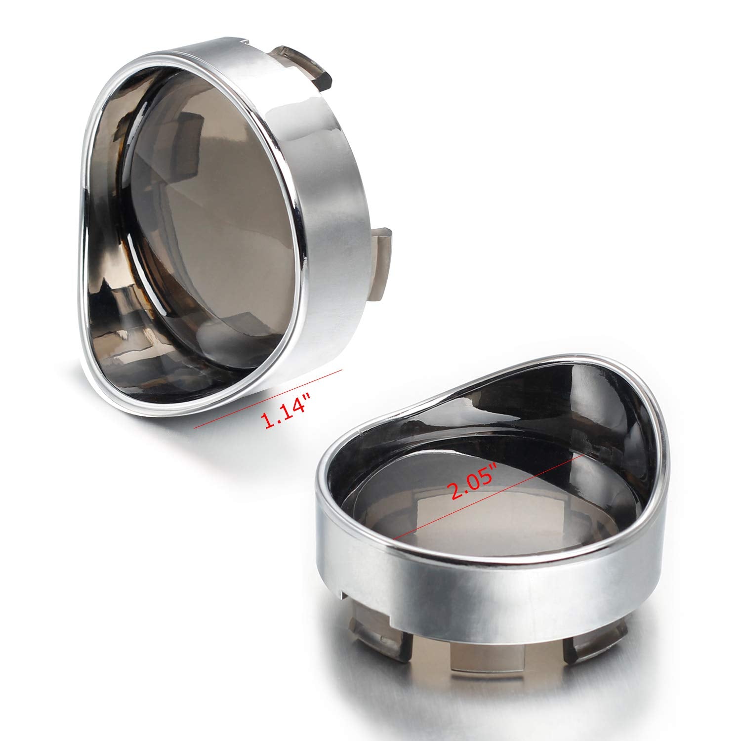 Nthreeauto 2 Inch Bullet Smoked Turn Signal Light Lens Cover With Chrome Visor Bezels Compatible With Harley Dyna Street Glide R
