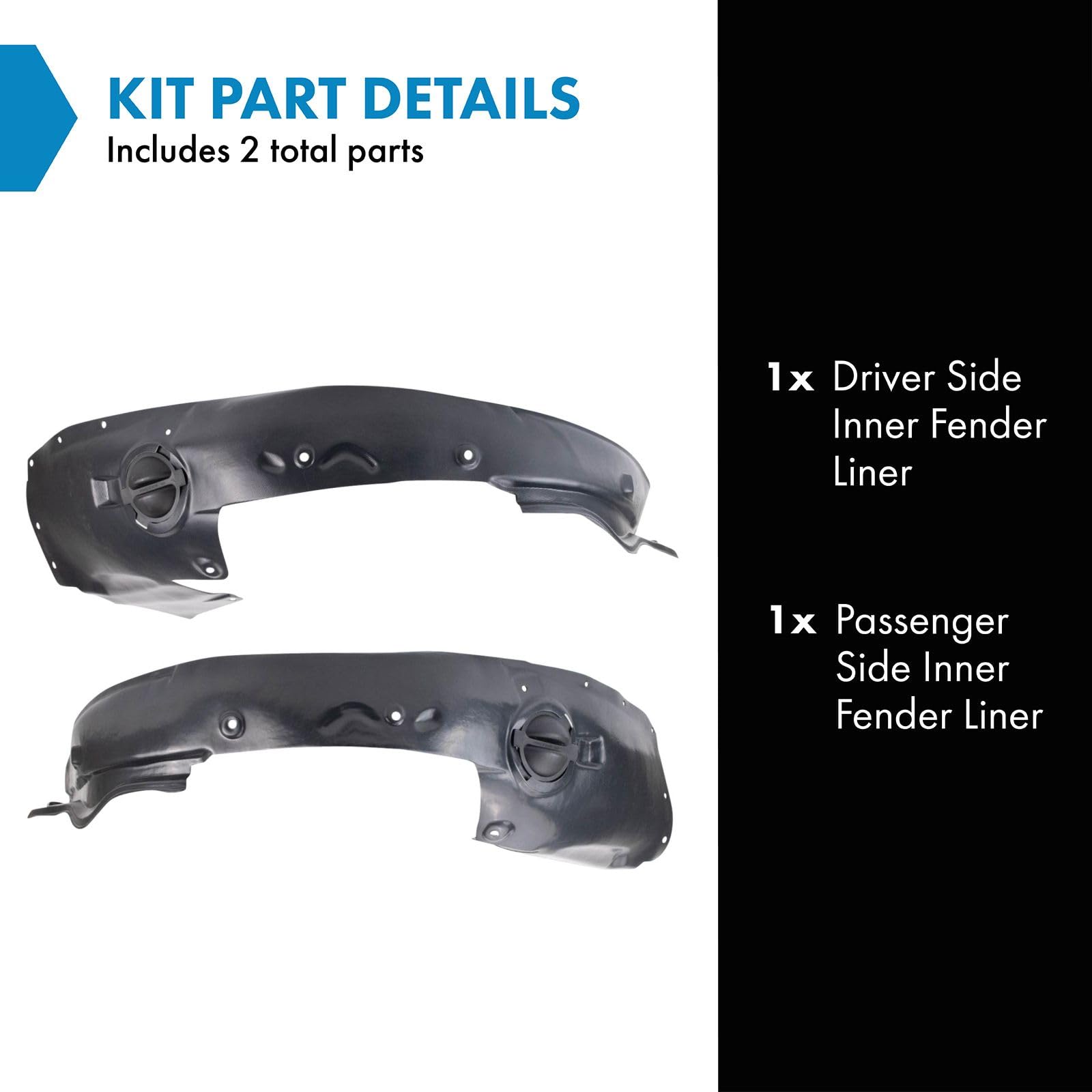 Trq Inner Fender Liner Set Compatible With 2006-2011 Buick Lucerne Gm1248182 Gm1249182