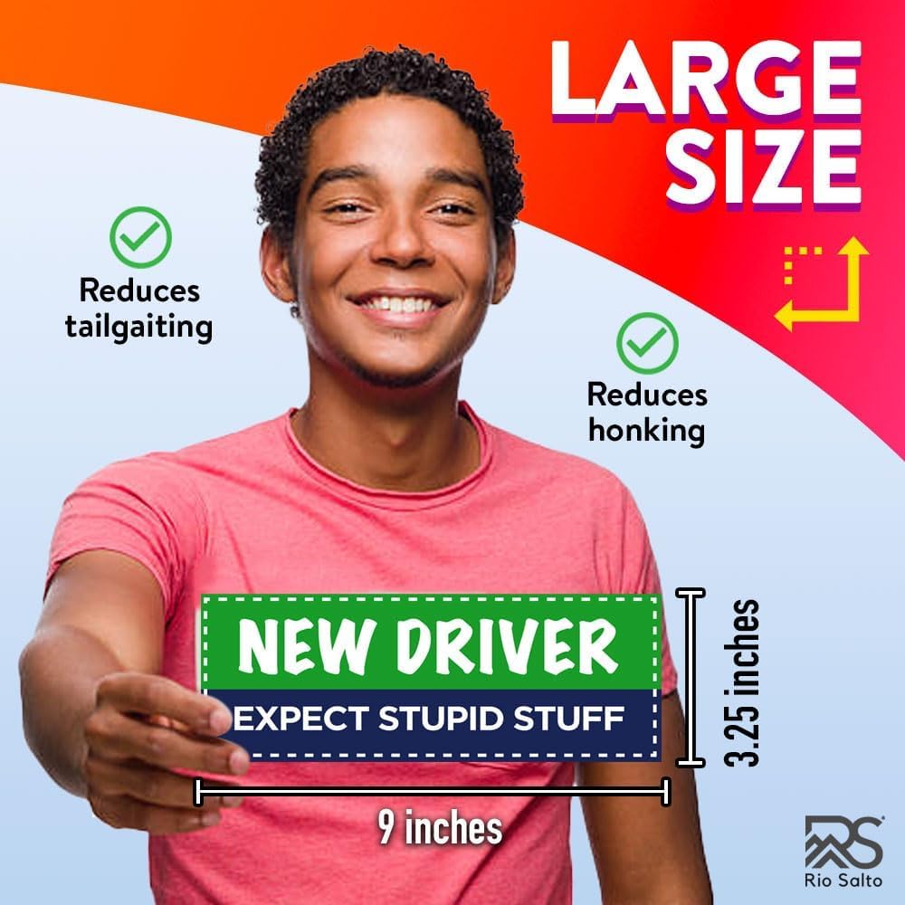 Rio Salto 4-Pack Funny Large New Driver Car Magnet Please Be Patient Magnetic Permit Student Driver Safety Sign Cool Prank Rooki