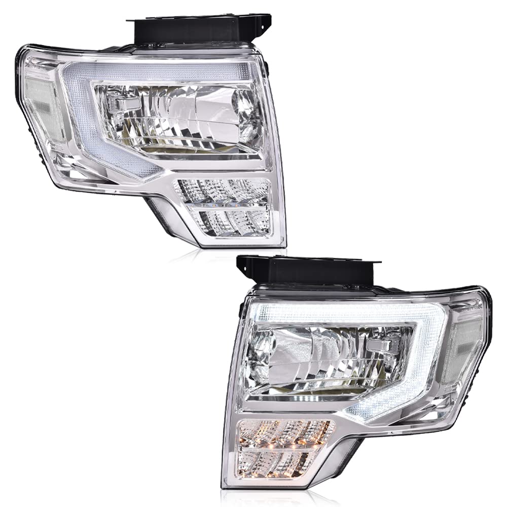 Pit66 Led Headlight Assembly Compatible With Ford F150 2009 2010 2011 2012 2013 2014 Driver & Passenger Headlamps Assemblies Cle