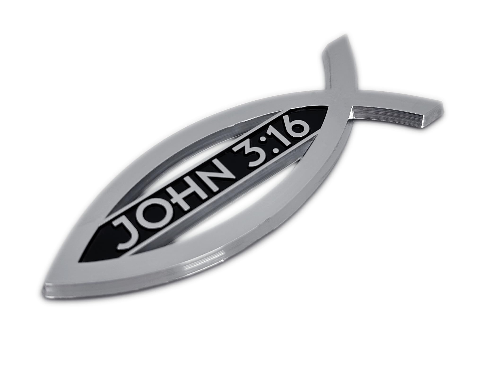 Elektroplate Christian Fish John 3:16 Chrome Auto Emblem