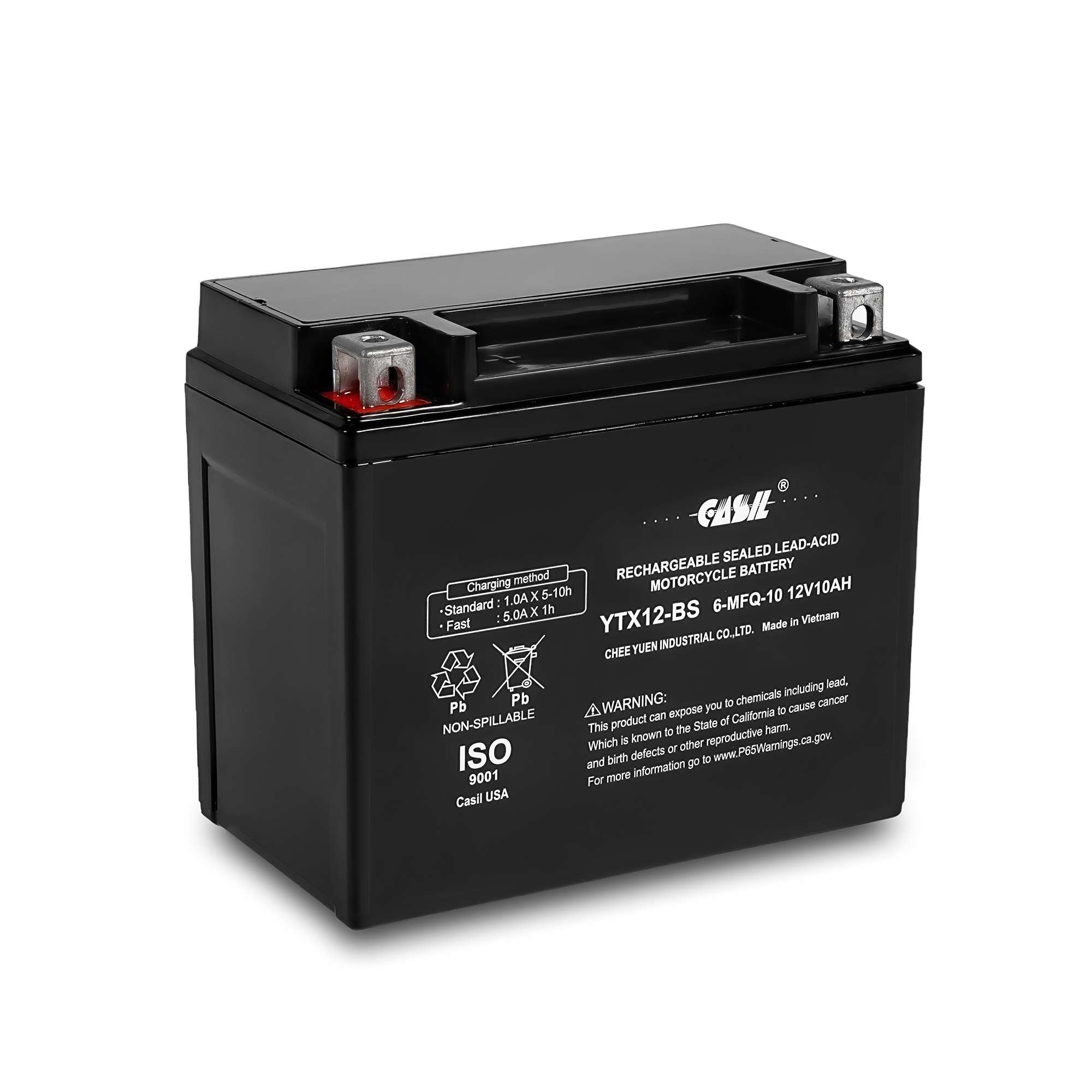 Ytx12-Bs Replaces Etx12 Tx12 Agm Motorcycle And Atv 12V Battery, 180 Cold Cranking Amps And 10 Ahr.
