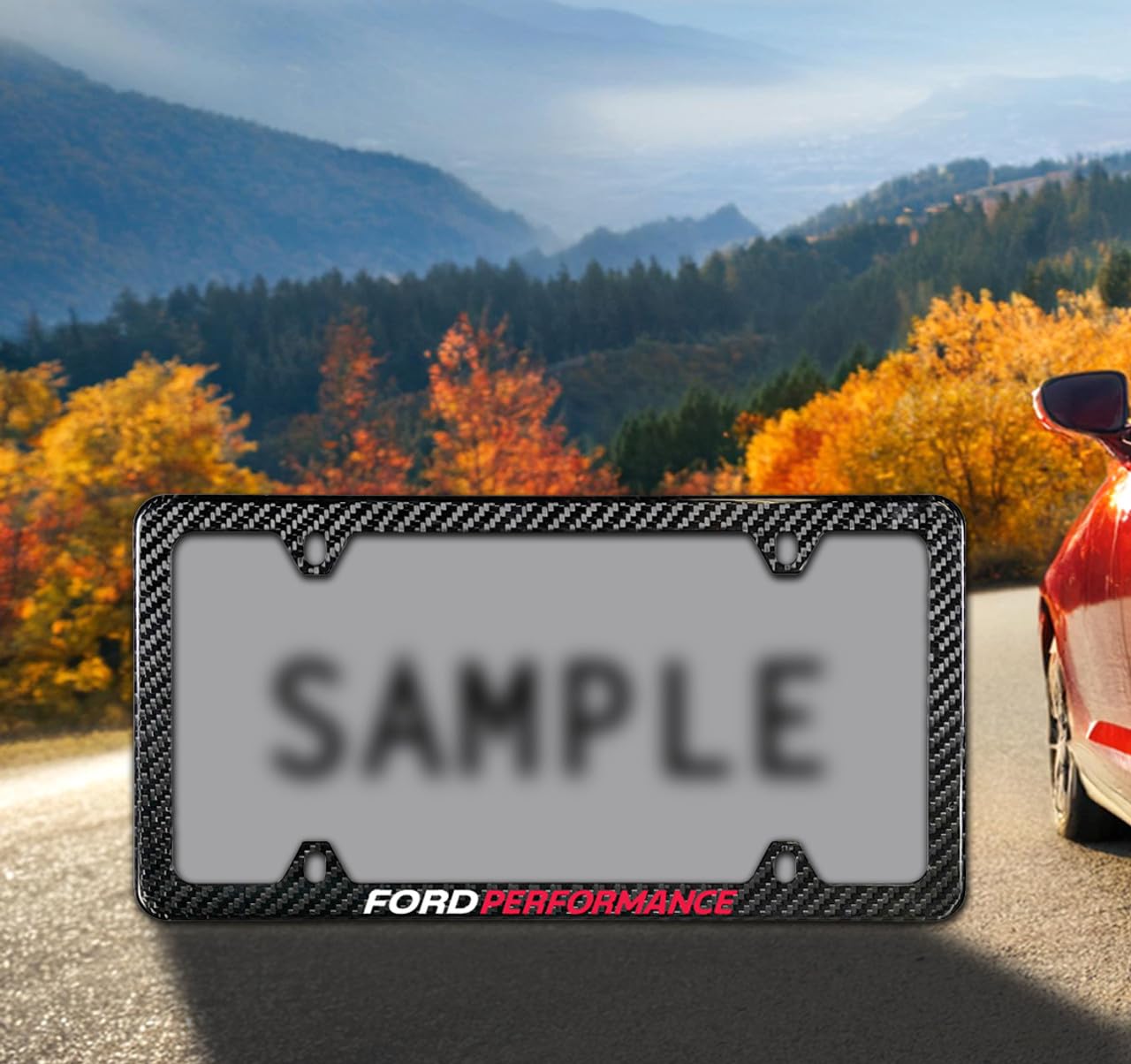 Ford Performance Genuine Carbon Fiber License Plate Frame With Uv Printed Imprint