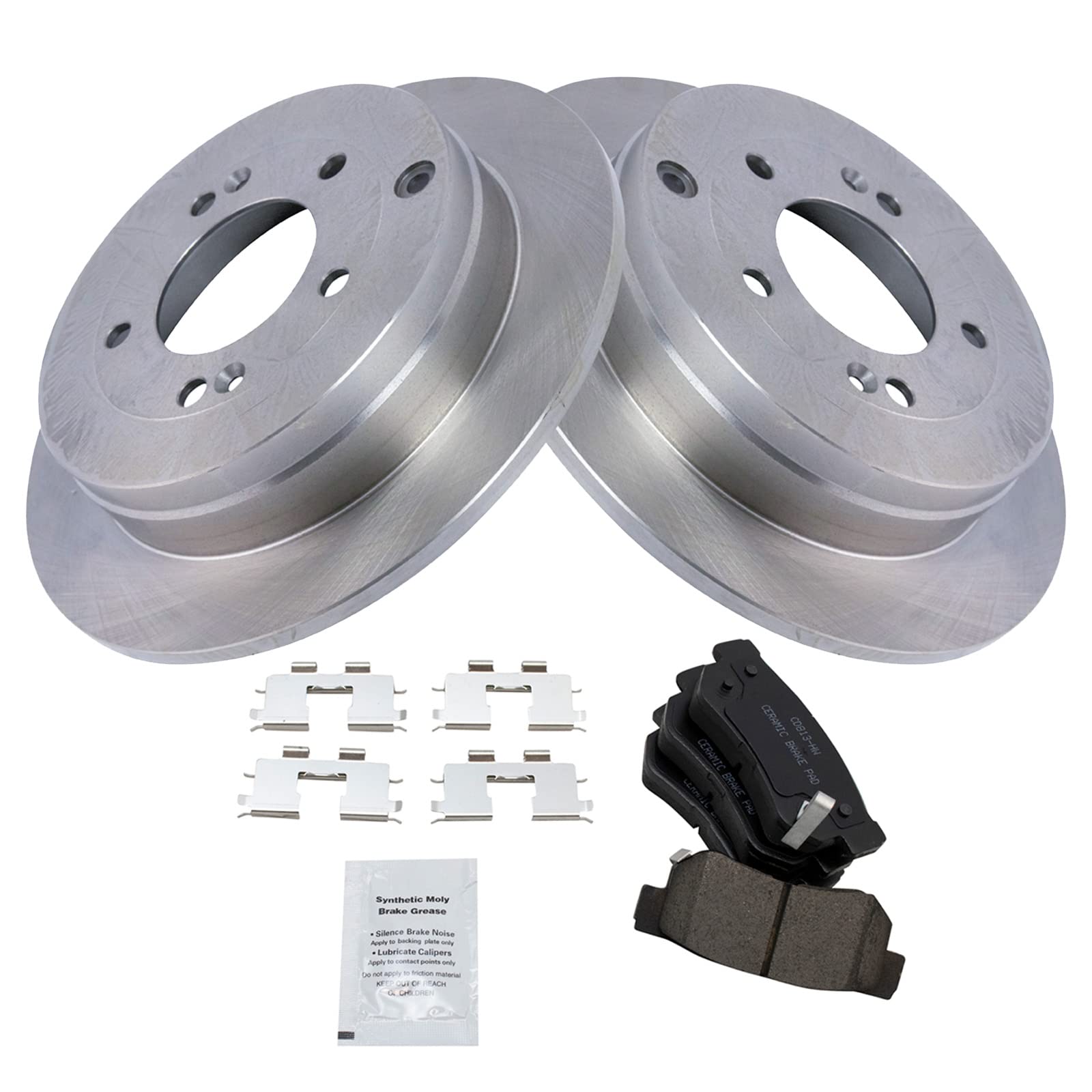 TRQ Rear Brake Pad & Rotor Kit Brake Pads Brake Rotor Ceramic Compatible with 2006-2009 Hyundai Azera