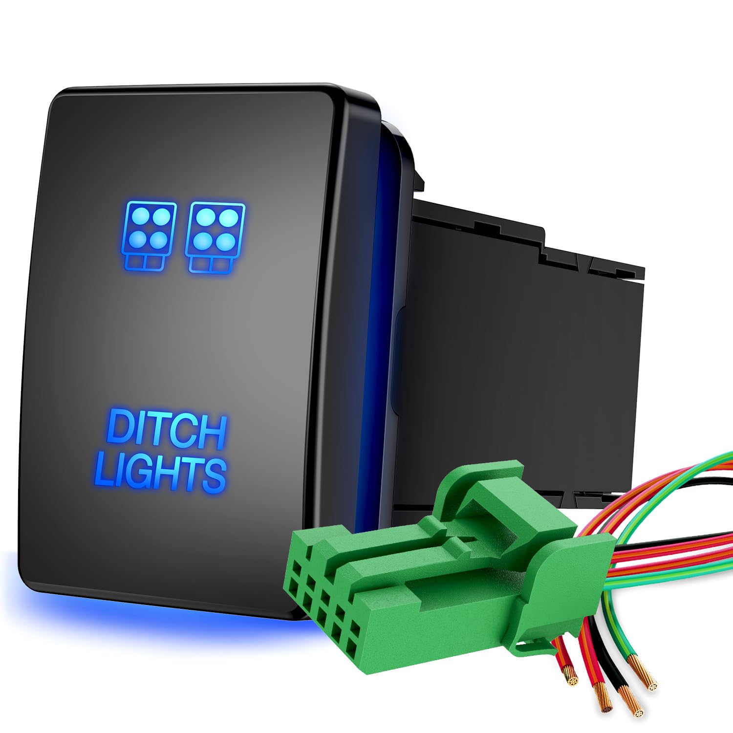 Nilight Ditch Lights Push Button Switch 12V ON Off Switch with Connector Wire Kit 1.28'' x 0.87'' Replacement for Toyota Sequoia