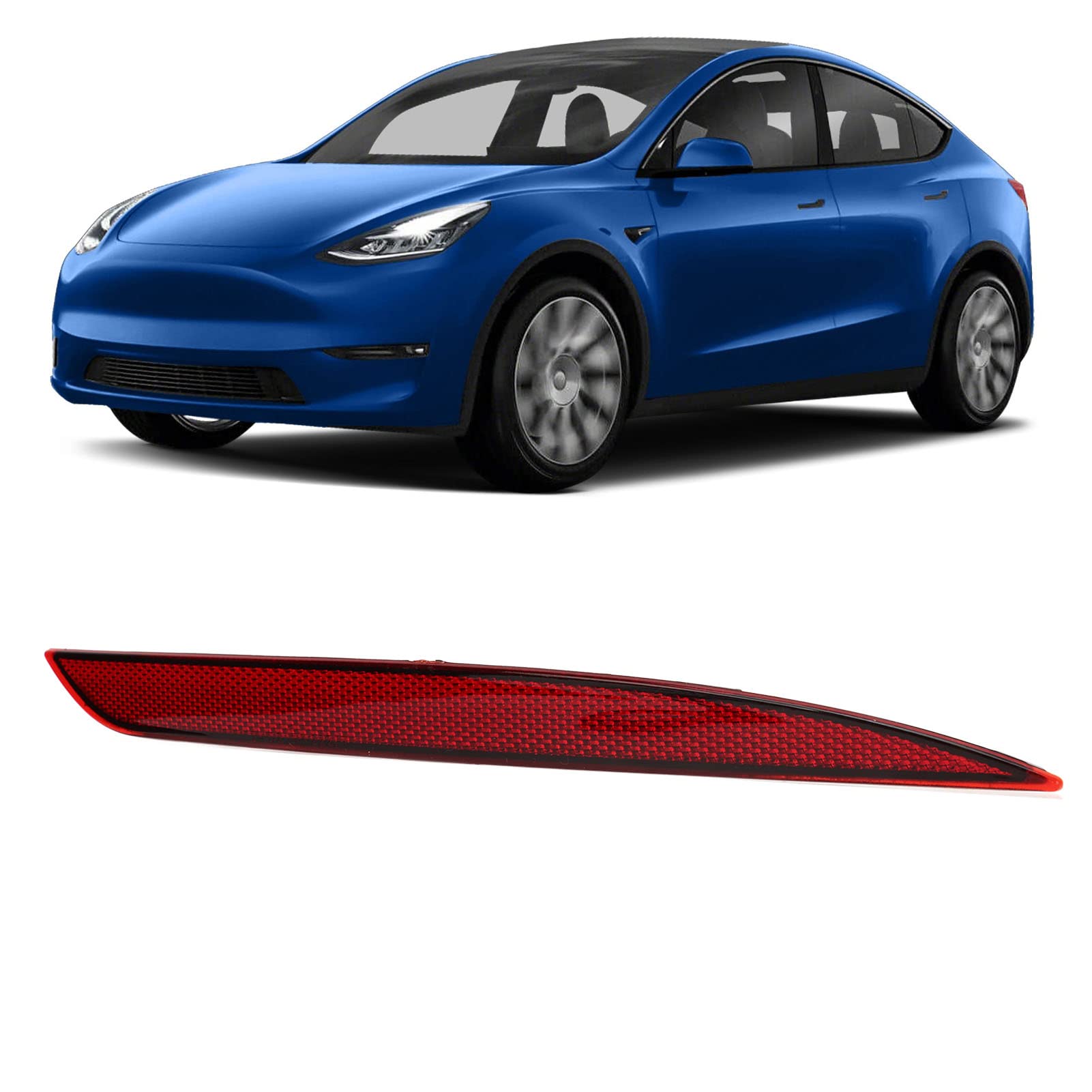 Focket Rear Bumper Reflector Light Lamp For Tesla Model Y 2020 To 2023, Waterproof Red Marker Light Lens Trim, Back Bumper Reflector In The Lower Trim For Tesla Model Y 1495818-00-C (Right)