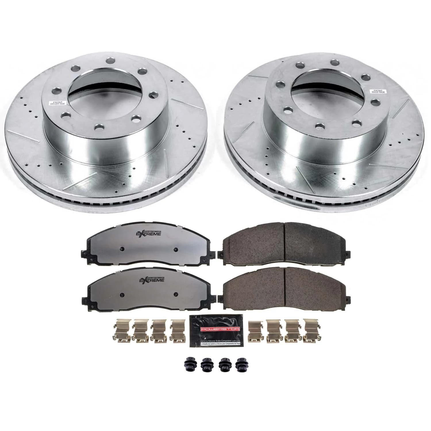 Power Stop K6403-36 Front Truck & Tow Drilled and Slotted Rotors and Z36 Carbon-Fiber Ceramic Brake Pads Brake Kit For Ford F-25