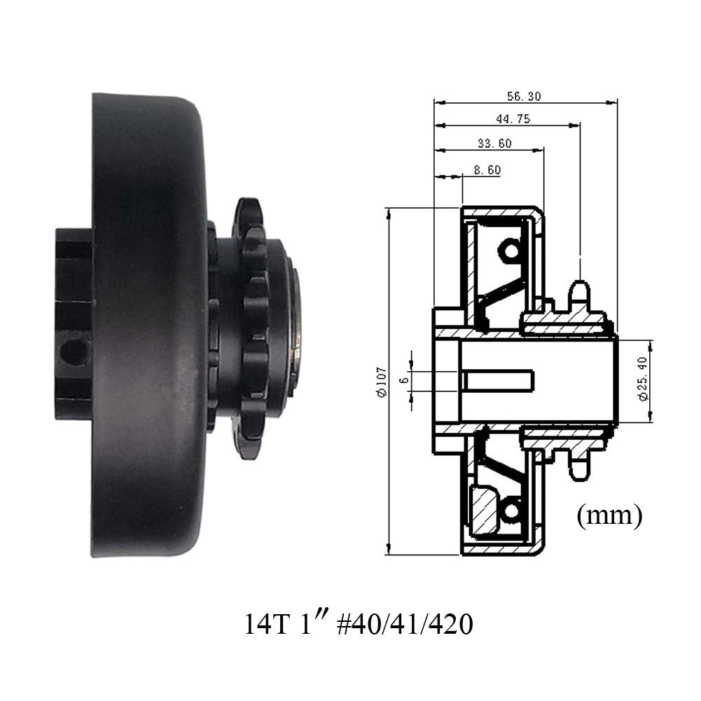 MOOSUN Go Kart Centrifugal Clutch 1" Bore, 14 Teeth for 40/41/420 Chain, Iron, Model MS-56221