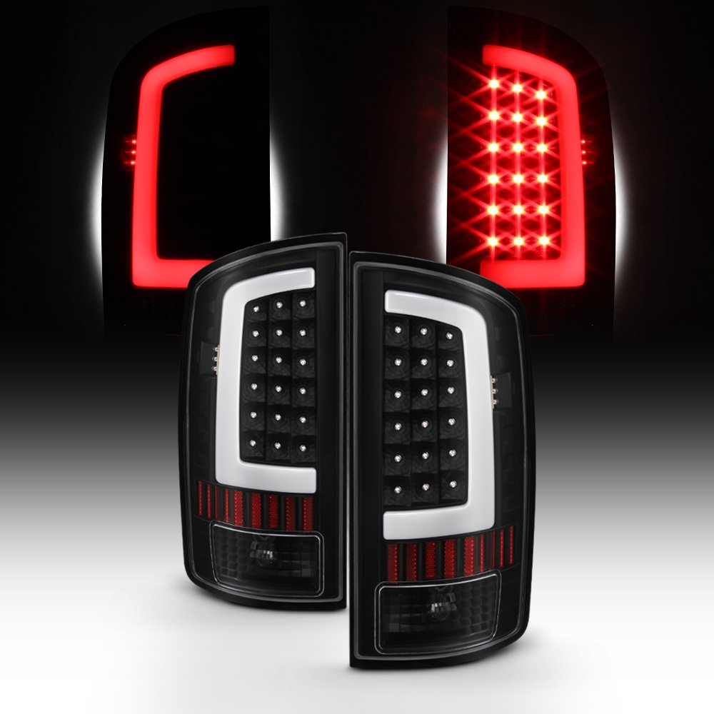 Akkon - For 03-06 Dodge Ram 1500 2500 3500 Led Drl Light Tube Black Tail Brake Light Lamp Assembly