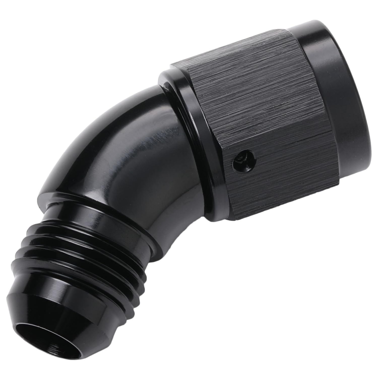 Podavelle 45 Degree 6AN Male to Female Swivel Fitting Adapter Coupler, Aluminum, Black, Model PV164-06-45BK