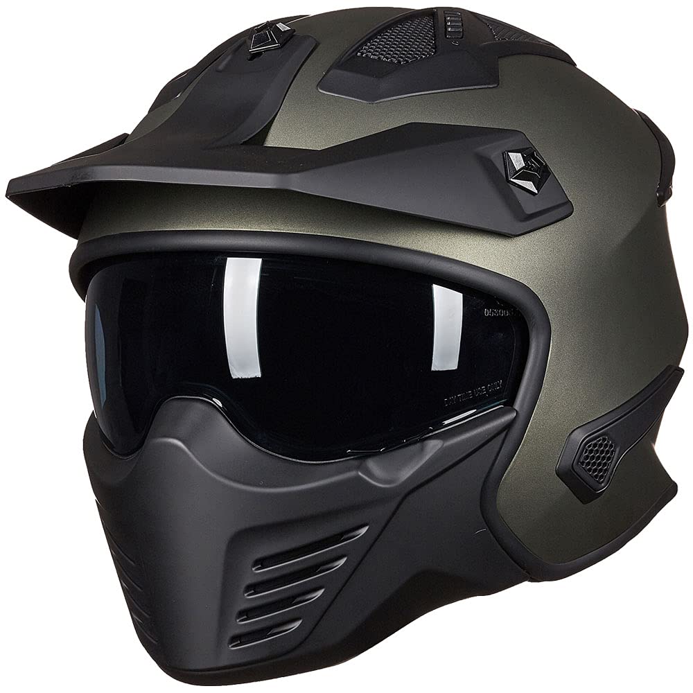 Ilm Open Face Motorcycle 3/4 Half Helmet For Dirt Bike Moped Atv Utv Motocross Cruiser Scooter Dot Model 726X (Midnight Green,M)