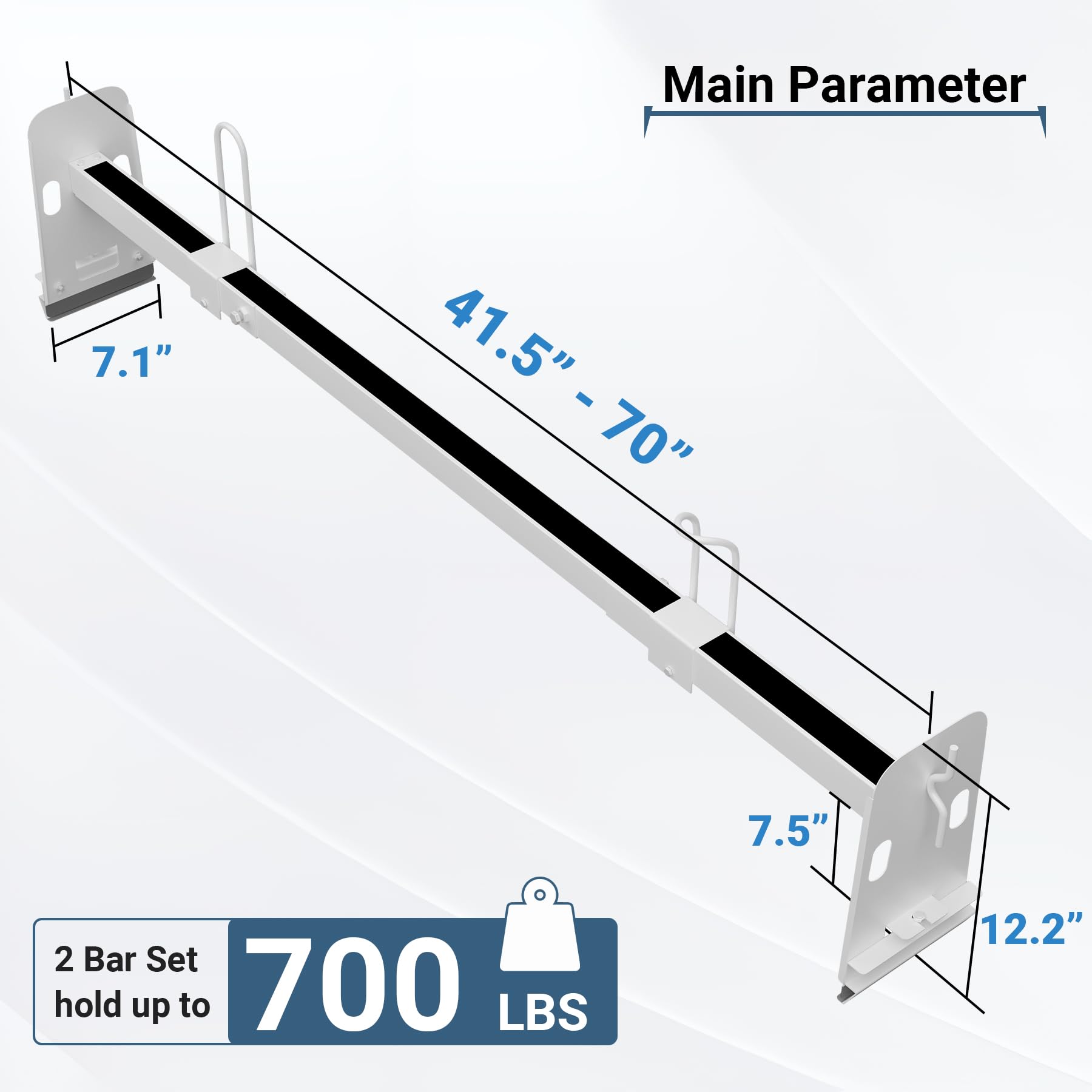 Neorexon Van Roof Ladder Rack 2 Bar Set, Adjustable Length 41.5''- 70'', Universal Van Roof Rack Fit for Chevy Express 1500 2500