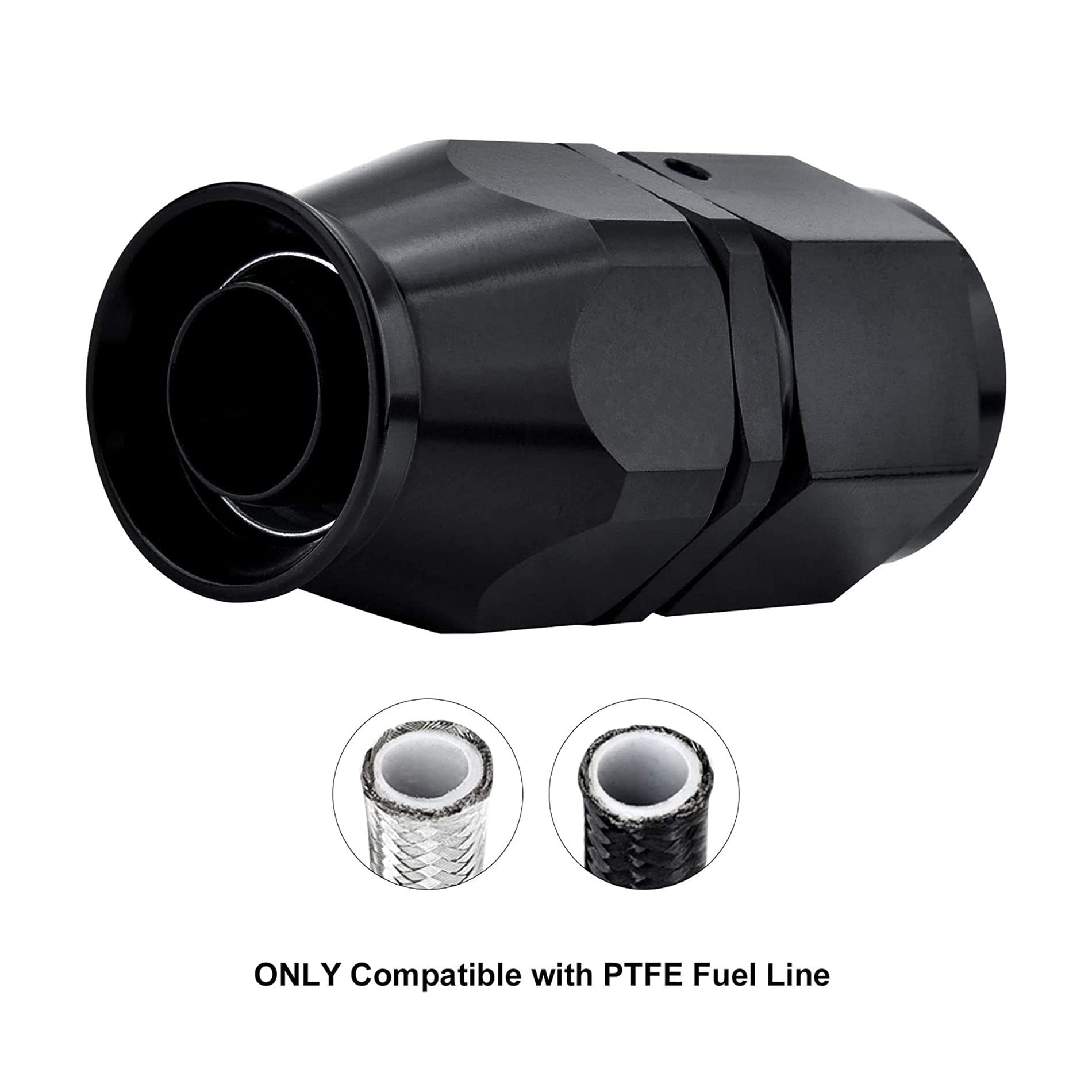 Evil Energy 6An Ptfe Hose End Fitting Straight Black For Ptfe Hose Only 2Pcs