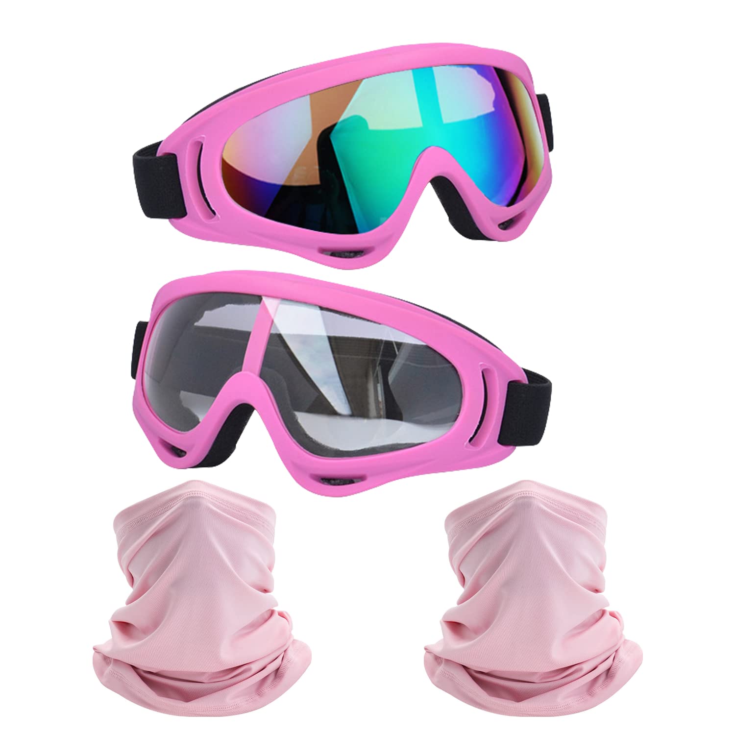 LJDJ Motorcycle Goggles,2 Pack Dirt Bike ATV Motocross Windproof Anti-UV Adjustable Riding Cycling Hiking Protective with 2 Pack