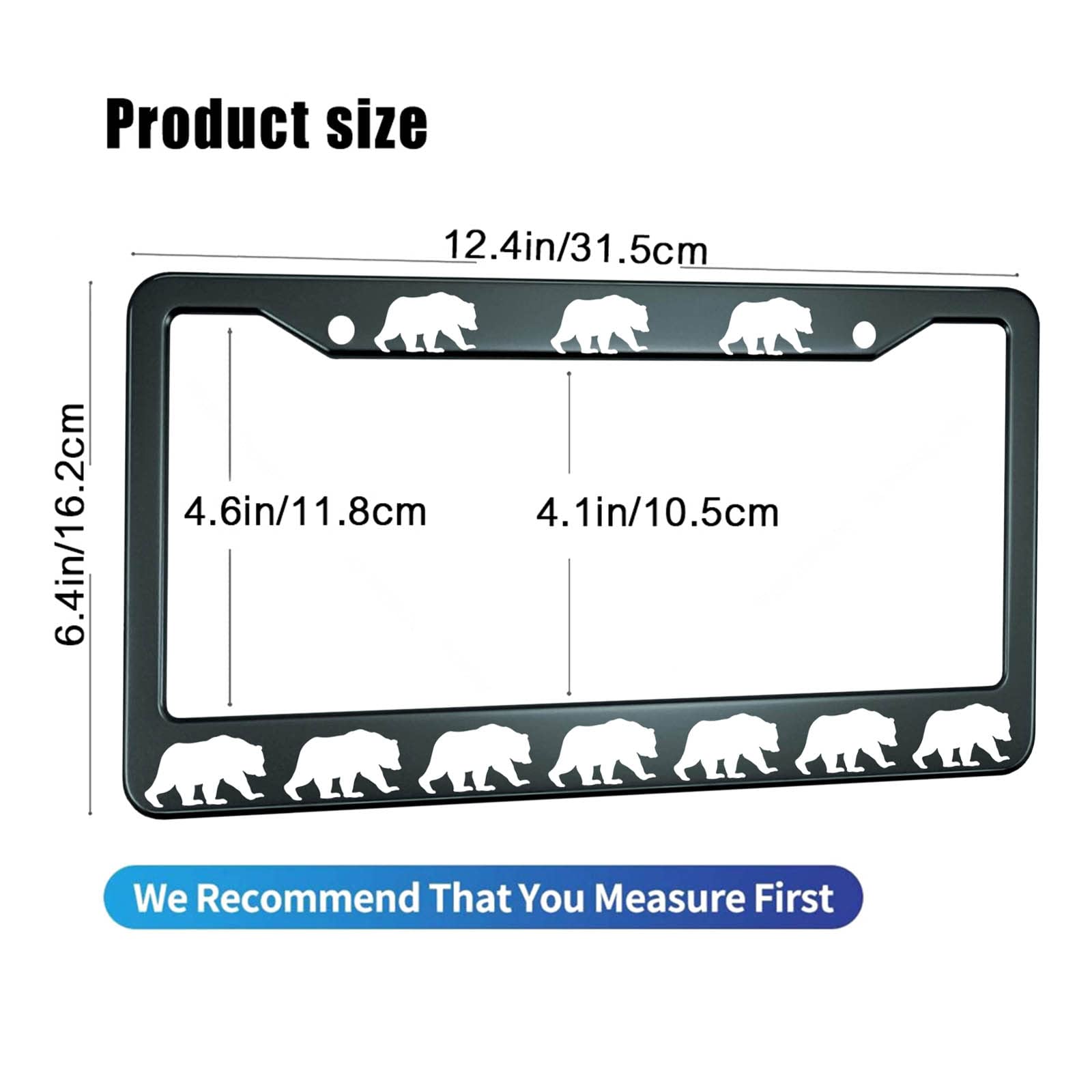 Hosnye Bear License Plate Frame Metal License Plate Cover Front Plates Frames Car Tag Frame For Women Men Us Vehicles Standard