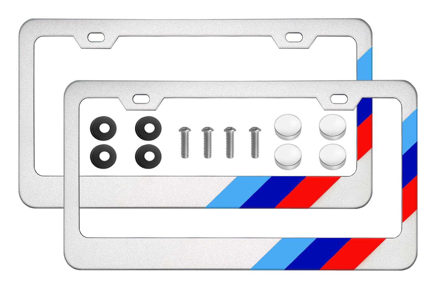 Omlkibo Tri-Color 3 Color Aluminum License Plate Frame Cover Holder Compatible With Toyota Vehicle Truck Trailer Suv. (Yellow Re