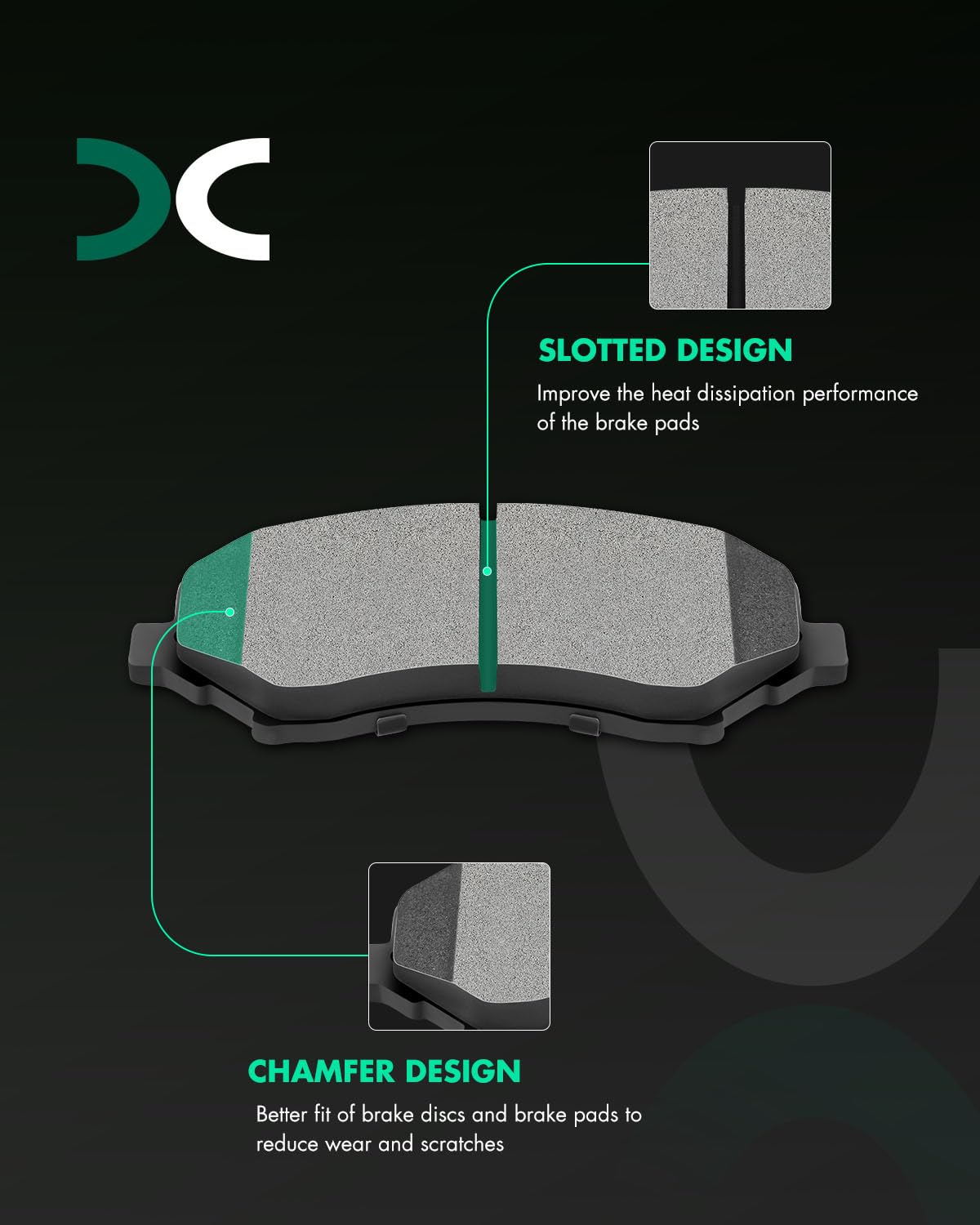 SCITOO D1327 Ceramic Brake Pads Kits Front For Chrysler Town & Country,for Dodge Grand Caravan,Journey,Nitro,for Jeep Liberty,Wr