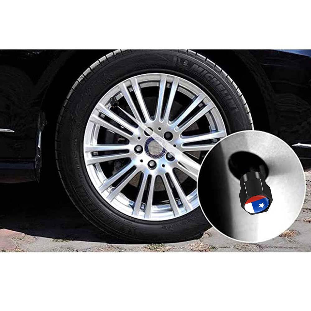 4Pcs Tire Valve Stem Caps Explosion Valve Cover Aluminum Alloy Compatible with Car Truck SUV Texas Car Accessories