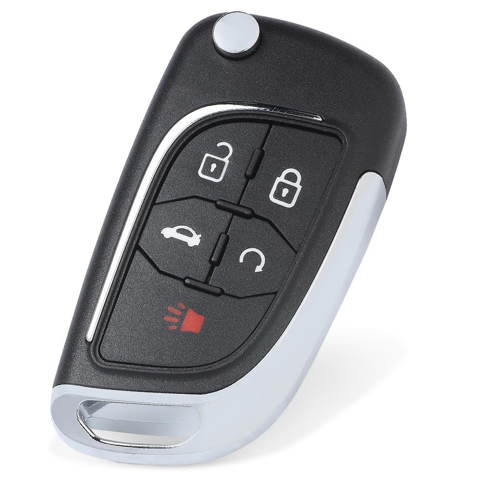 Keyecu 5 Button Flip Remote Key Shell Case for Chevy Camaro, Cruze, Equinox, Malibu - Plastic, OHT01060512, 13500222, 13504200