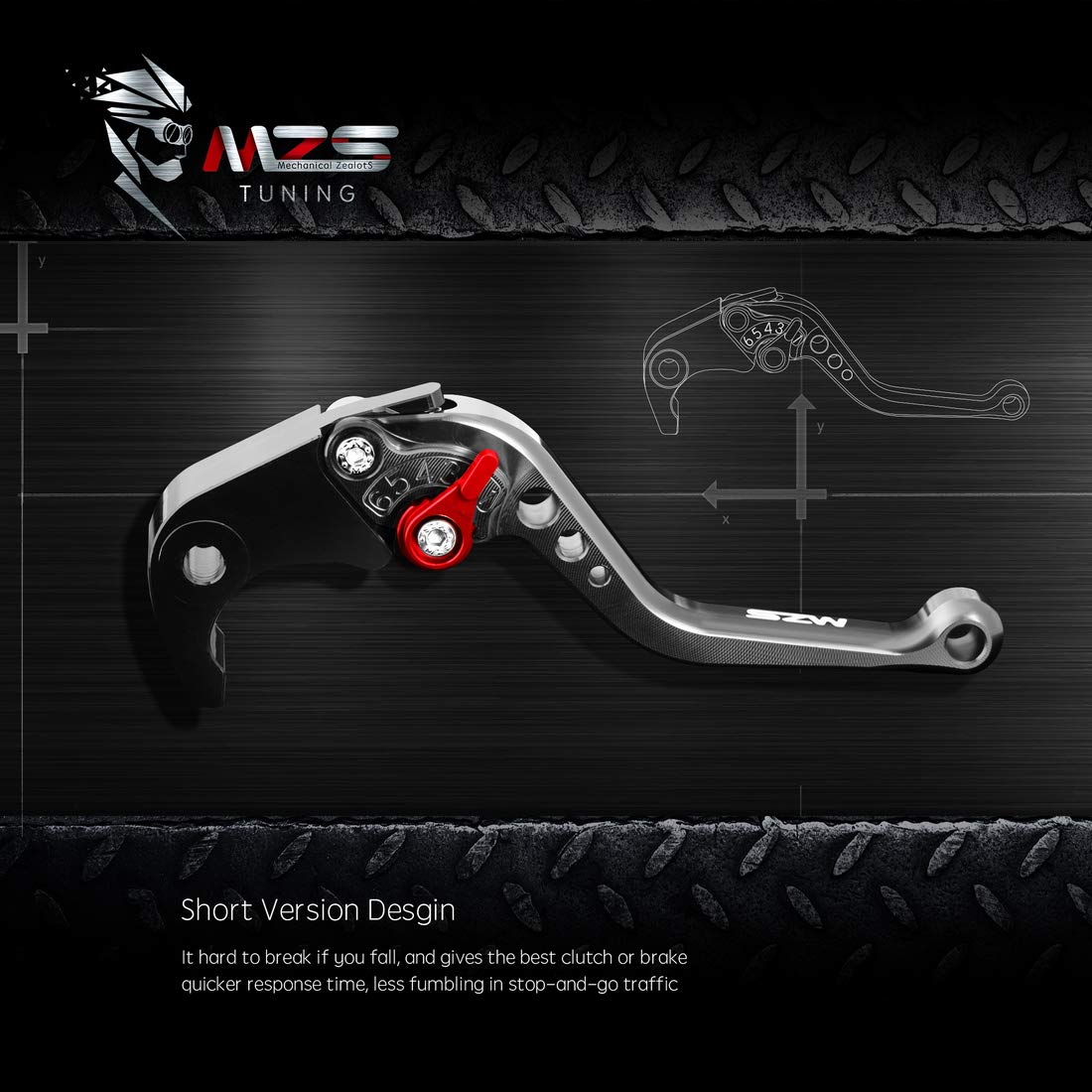 MZS Black Motorcycle Brake Clutch Levers Adjustable Short Compatible with GROM MSX125 14-25 / CBR500R CB500F CB500X 13-21 / Monk