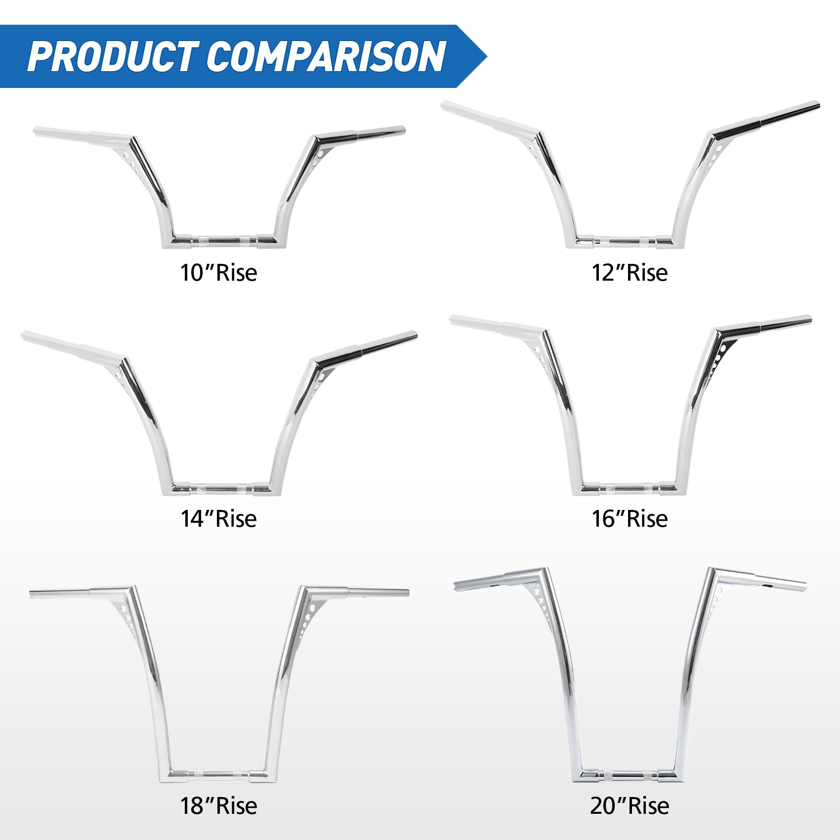 XFMT 16" Chrome APE Hangers Handlebar for Harley Sportster XL, Softail, Dyna, Road King - Iron, Model XF-161006-MT