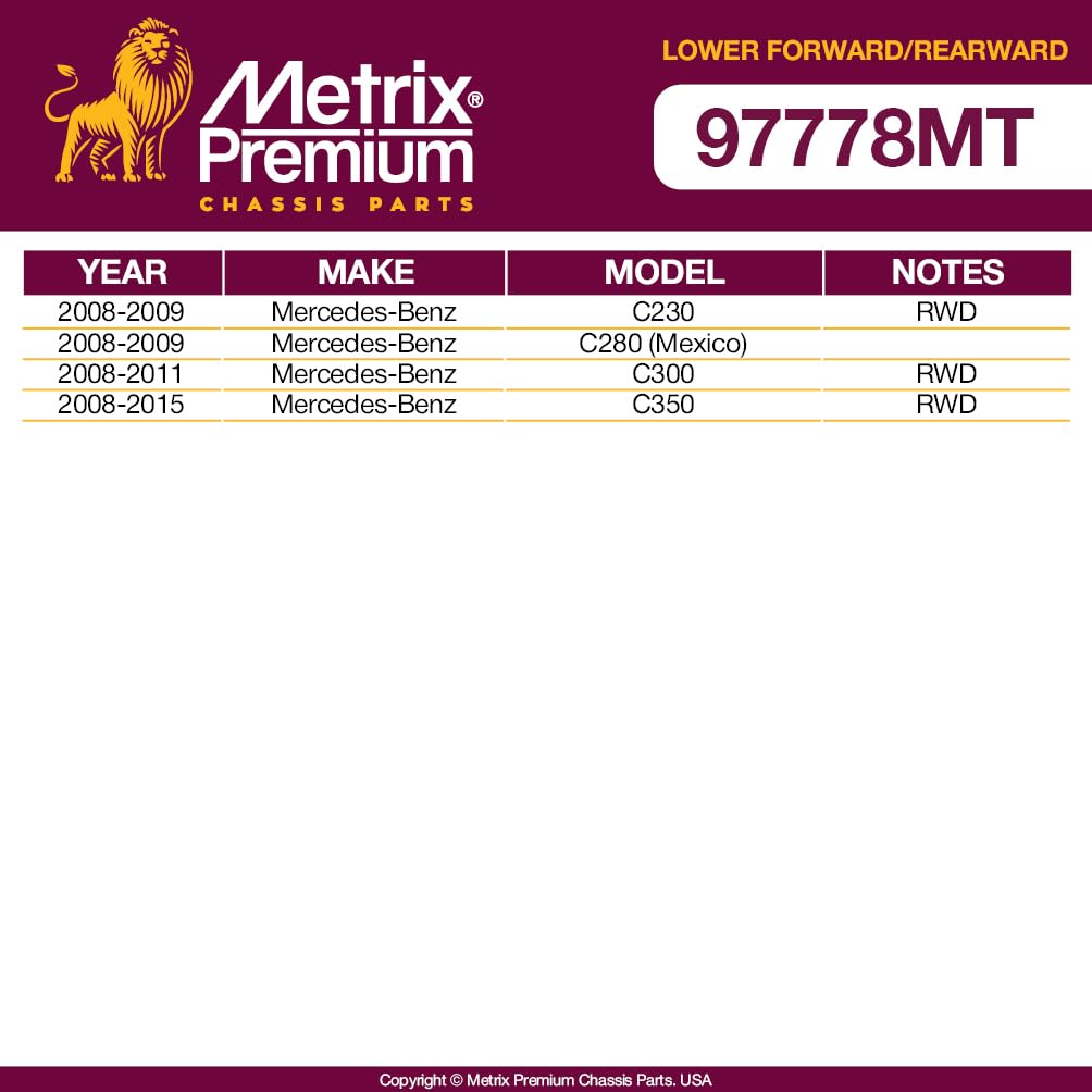 Metrix Premium Chassis Parts - 4 Pc Lower Forward & Rearward Control Arm Kit Fits 17-20 Mercedes-Benz Slc180 (Mexico), 16 Slk300