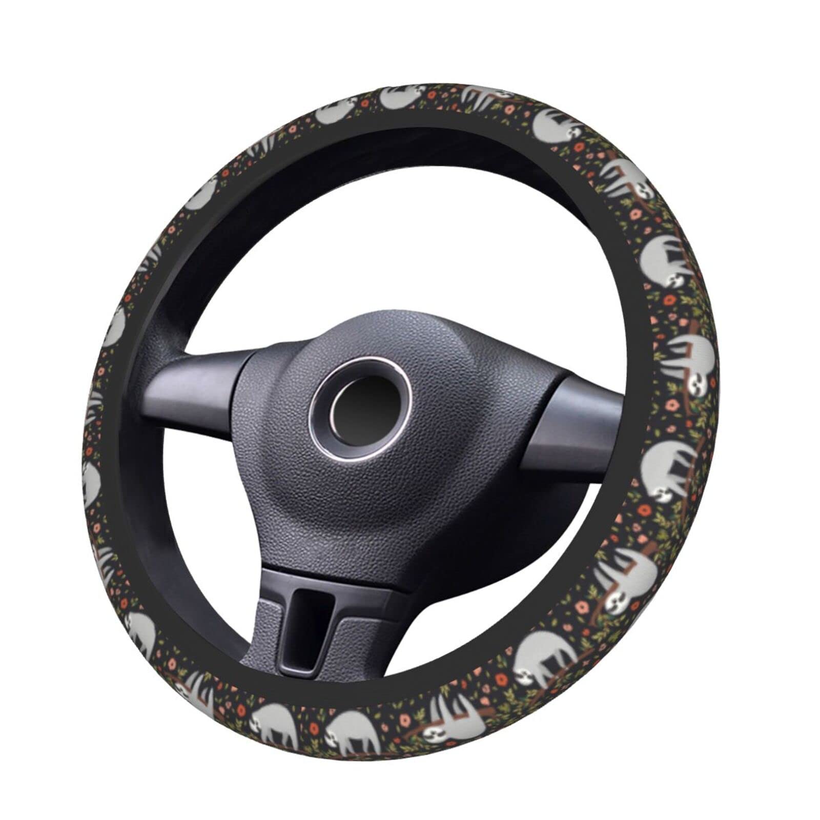 Sloth On Tree Steering Wheel Cover 15 Inch Universal Neoprene Steering Wheel Covers For Women Men Car Steering Wheel Wrap Car In