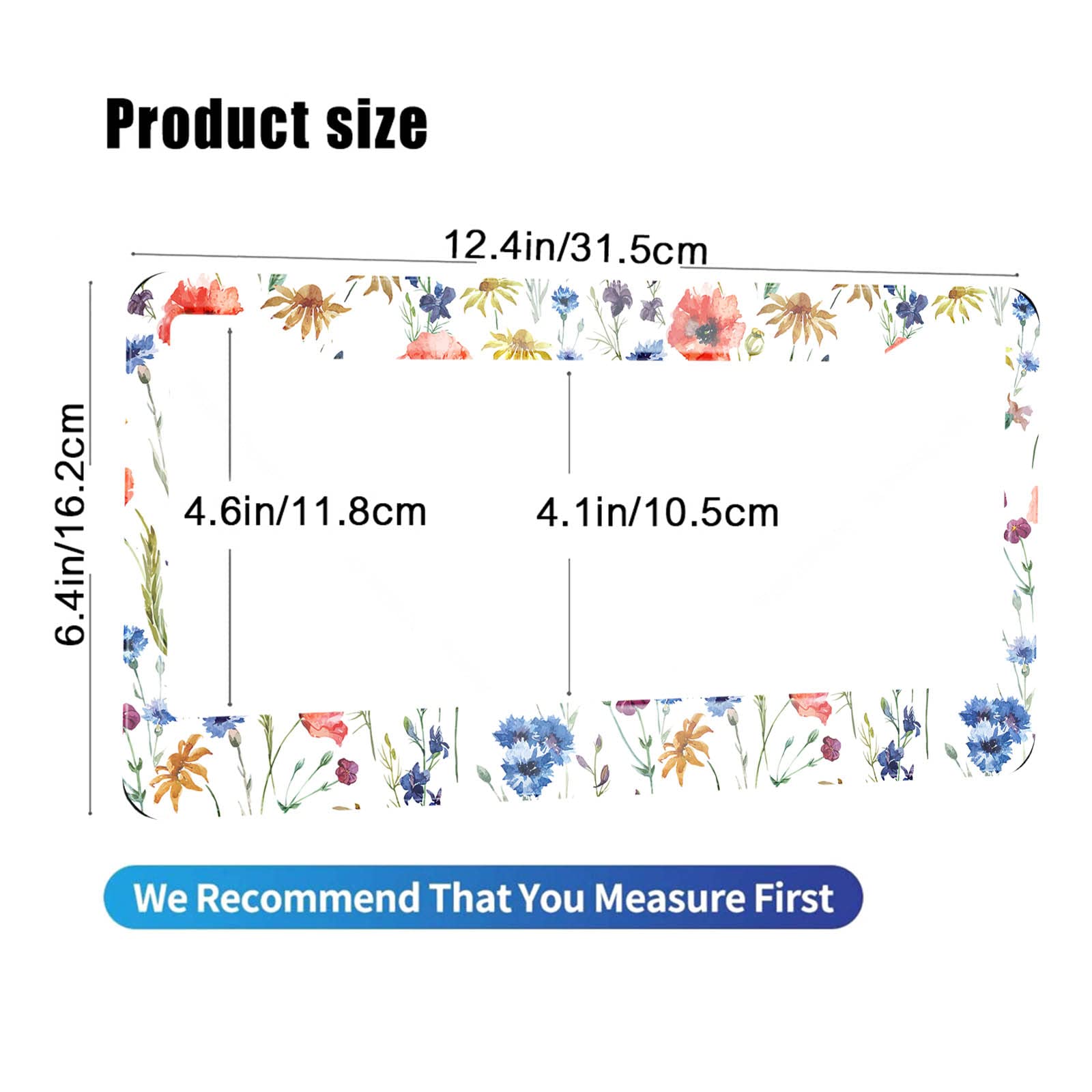 Hosnye Wildflowers License Plate Frame Colorful Watercolor Flowers Poppy Cornflower And Chamomile Metal License Plate Cover Front Plates Frames Car Tag Frame For Women Men Us Vehicles Standard