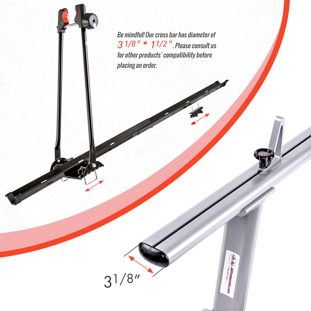 Aa-Racks Model Apx2502-Slv Low-Profile Utility Aluminum Pick-Up Truck Ladder Rack With Load Stops
