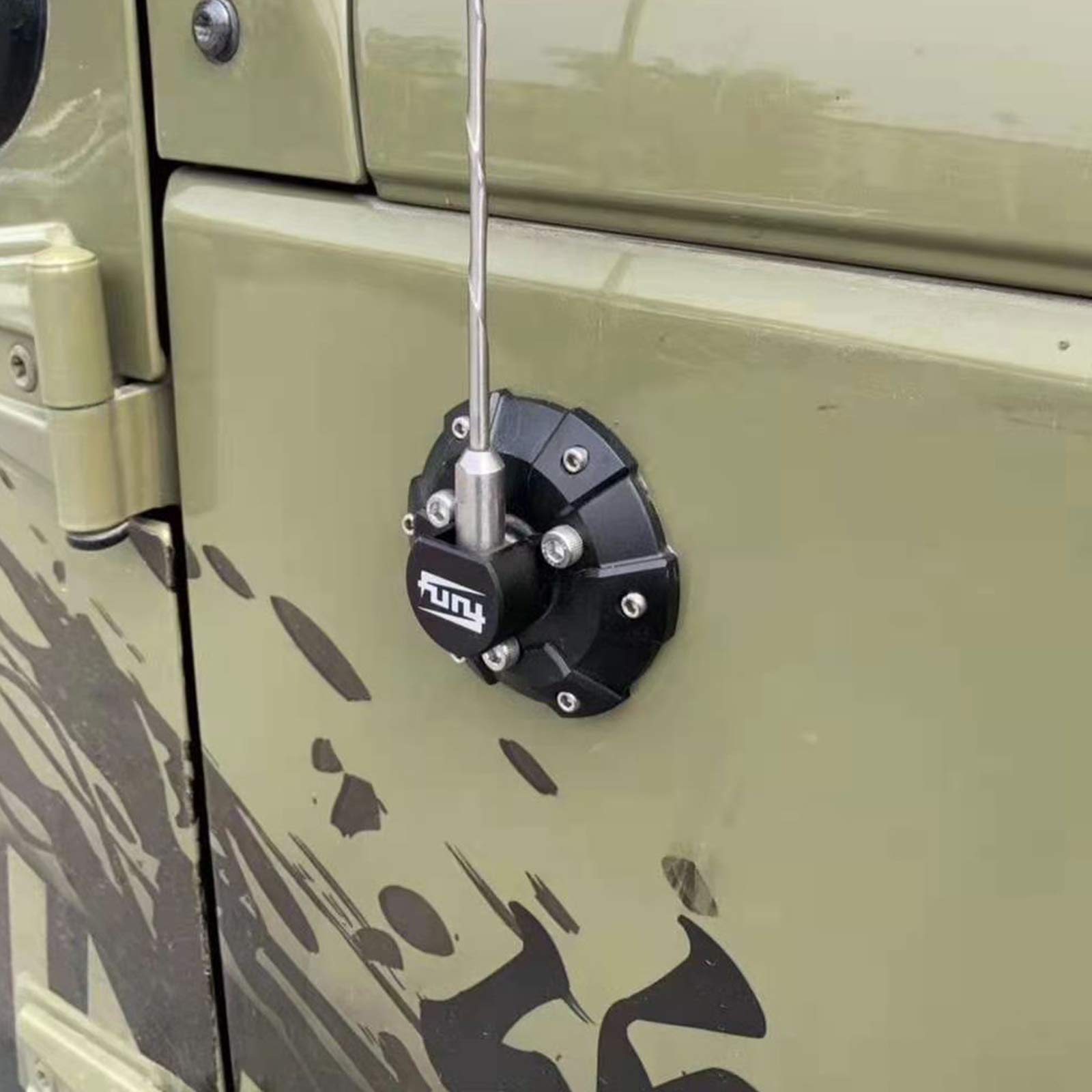 MAIKER Compatible Radio Antenna Base Cover for 2007-2023 Jeep Wrangler JK/JL/JT - Black, 3.7''x3.46''x1.3'',