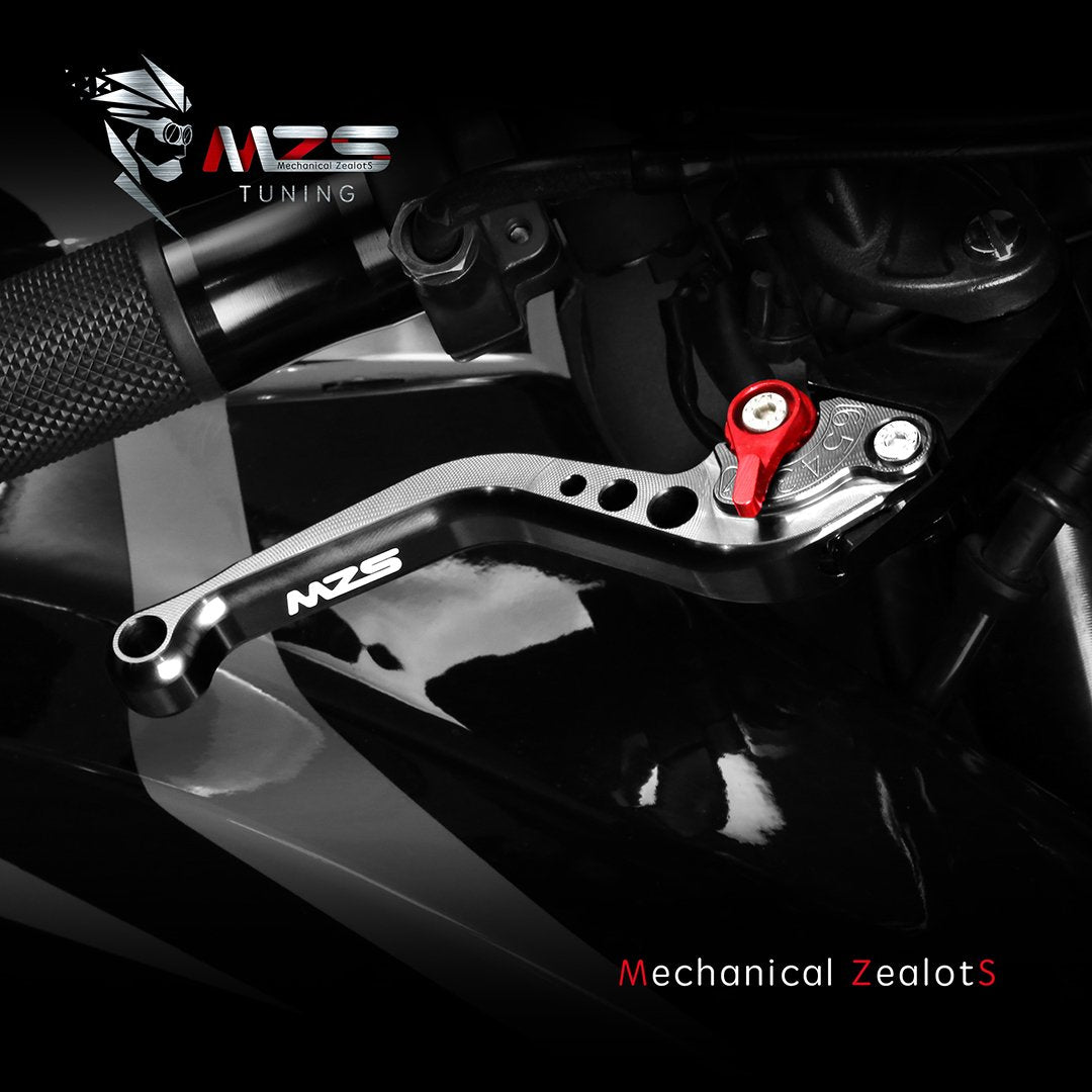 MZS Adjustable Short Brake Clutch Levers for CBR 600 F2 F3 F4 F4i, Black Aluminum, Compatible with CB599, CBR900RR, VTX1300